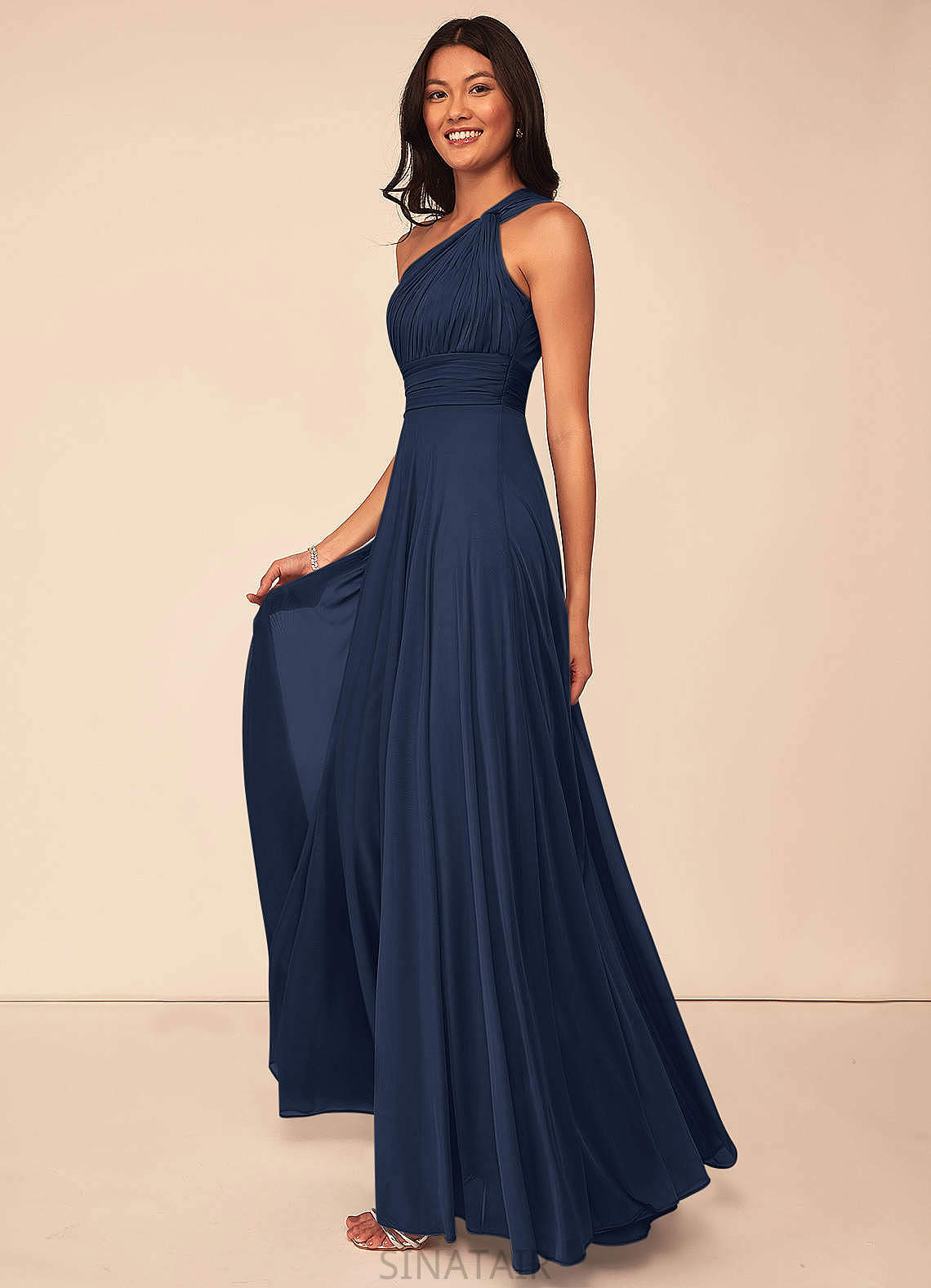 Rosalie Sleeveless Floor Length A-Line/Princess Spaghetti Staps Natural Waist Bridesmaid Dresses