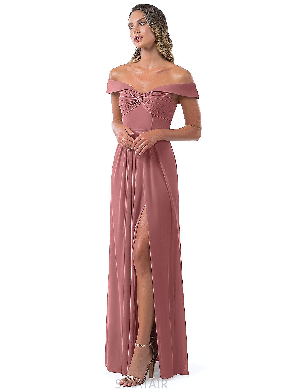 Arianna Natural Waist A-Line/Princess Sleeveless Floor Length V-Neck Bridesmaid Dresses