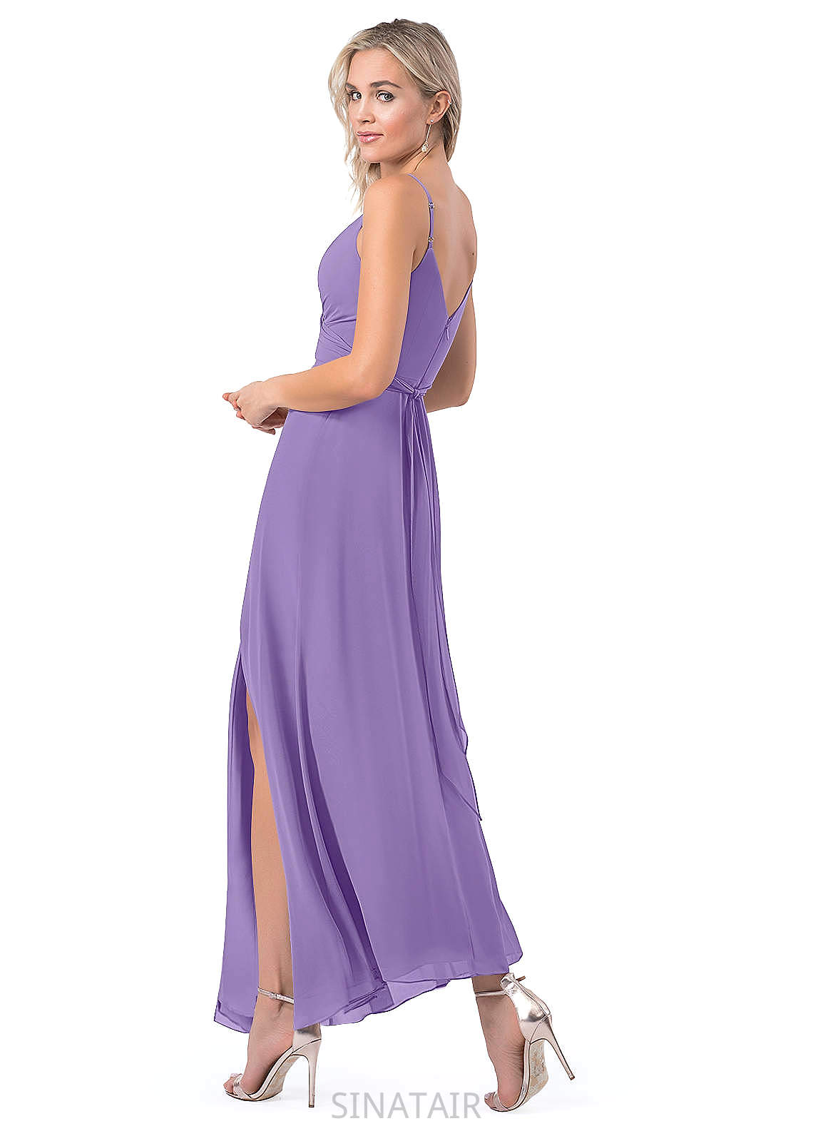 Lorena Sleeveless Empire Waist A-Line/Princess Floor Length V-Neck Bridesmaid Dresses