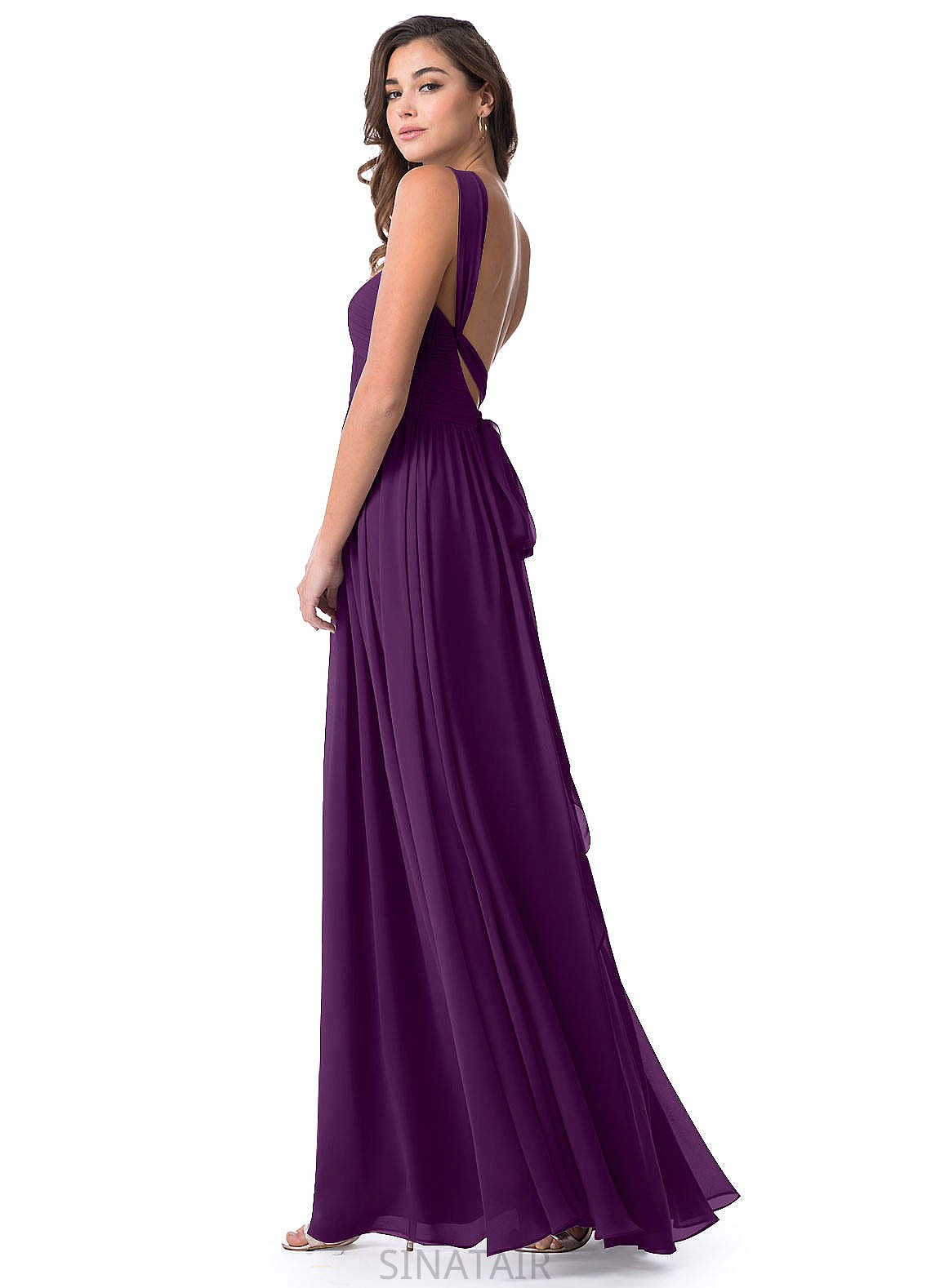 Julianne Sleeveless V-Neck A-Line/Princess Floor Length Natural Waist Bridesmaid Dresses