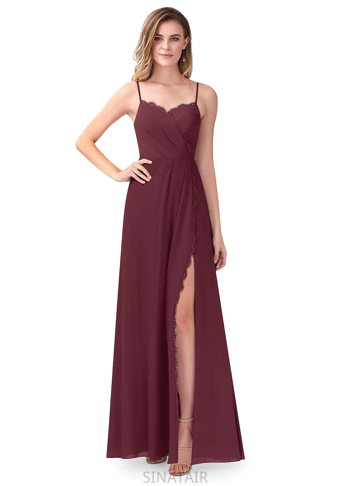 Lexi Natural Waist Sleeveless A-Line/Princess Floor Length Spaghetti Staps Bridesmaid Dresses