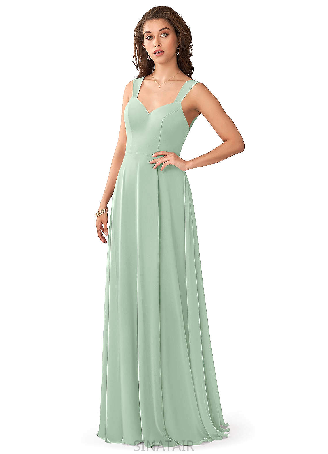 Mylie Floor Length Sleeveless V-Neck Empire Waist A-Line/Princess Bridesmaid Dresses