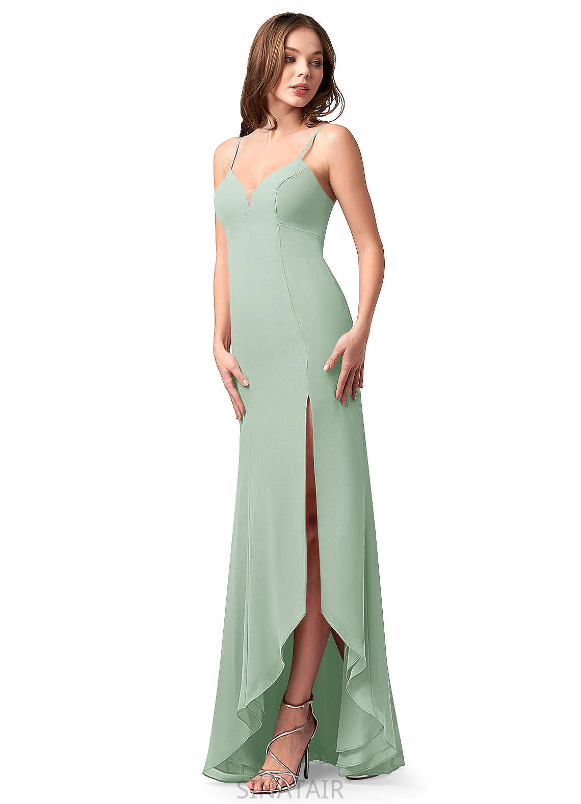 Kiara Spaghetti Staps Floor Length A-Line/Princess Sleeveless Natural Waist Bridesmaid Dresses