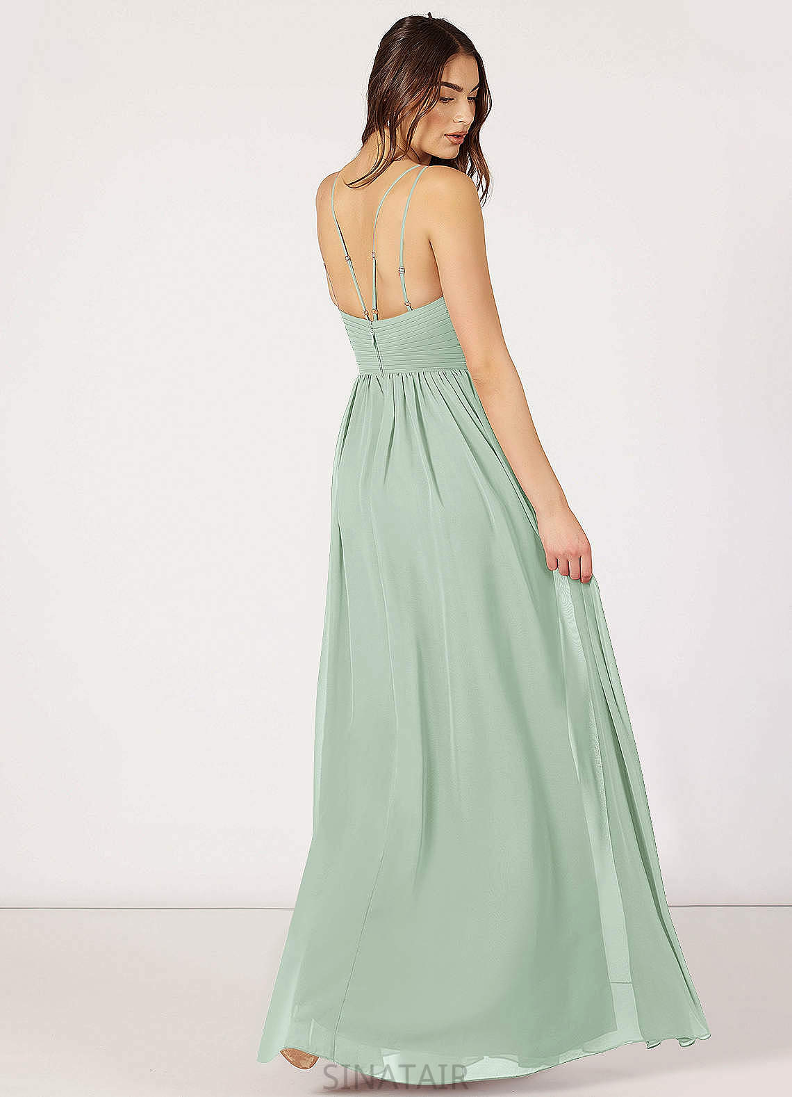 Tracy Scoop A-Line/Princess Natural Waist Floor Length Sleeveless Bridesmaid Dresses