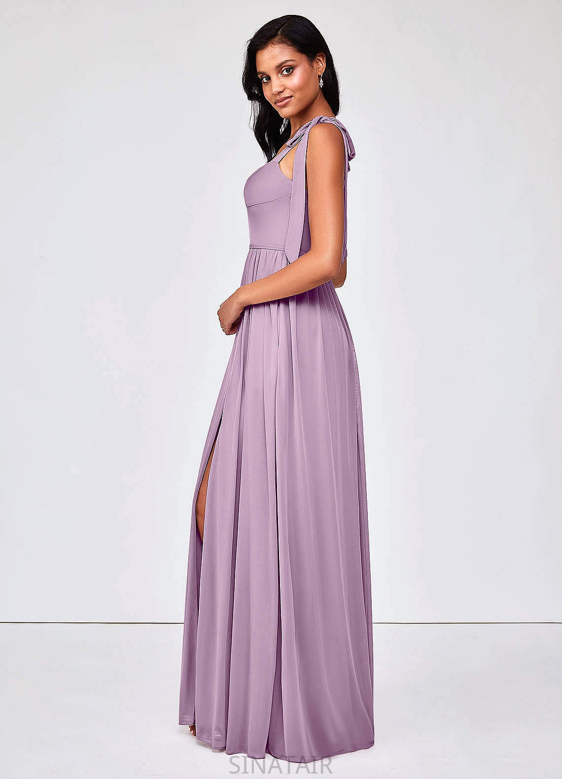 Lauren A-Line/Princess Sleeveless Floor Length Natural Waist Straps Bridesmaid Dresses