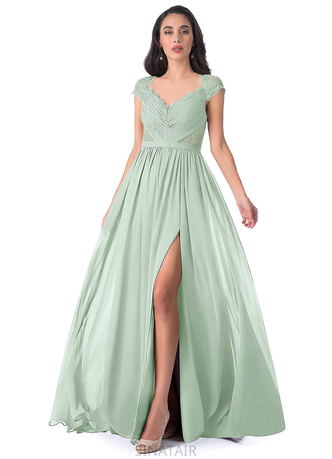 Yvonne Sleeveless Floor Length Natural Waist V-Neck A-Line/Princess Bridesmaid Dresses