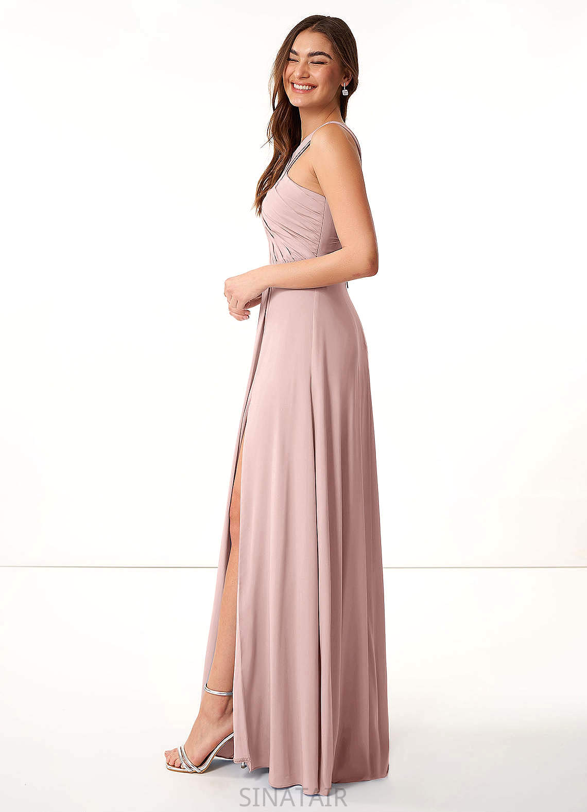 Juliette Sleeveless Natural Waist A-Line/Princess Spaghetti Staps Floor Length Bridesmaid Dresses