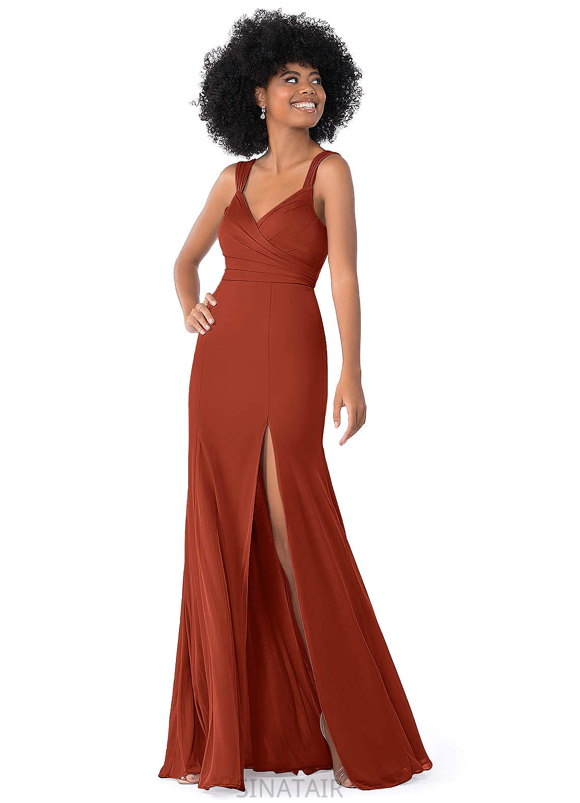 Yasmin Sleeveless Natural Waist Spaghetti Staps Floor Length Bridesmaid Dresses