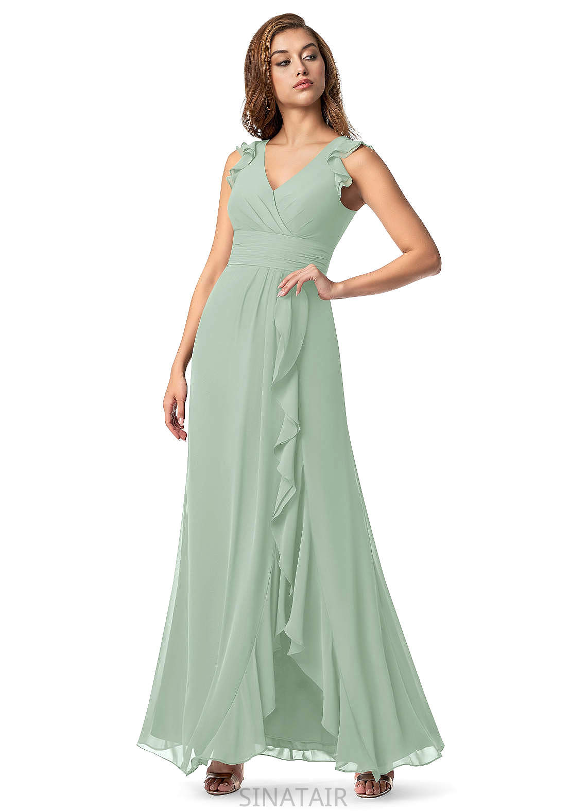 Avery Natural Waist One Shoulder Sleeveless A-Line/Princess Floor Length Bridesmaid Dresses