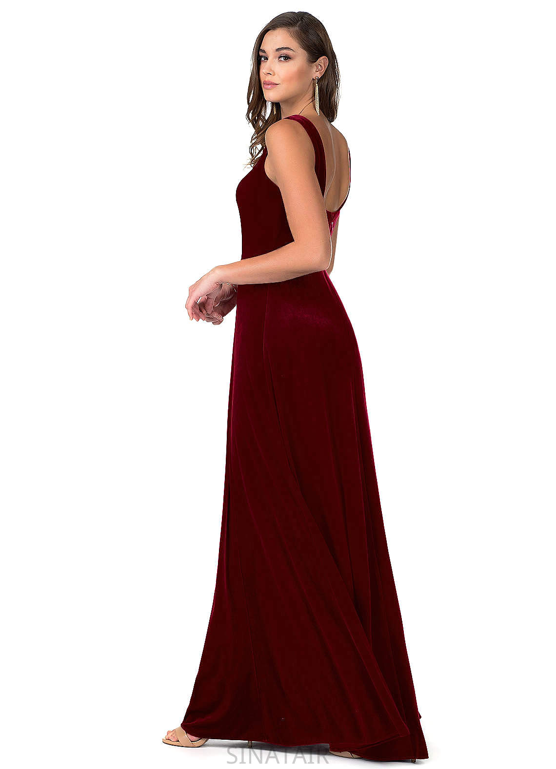 Michaela Sleeveless Natural Waist Floor Length A-Line/Princess Spaghetti Staps Bridesmaid Dresses