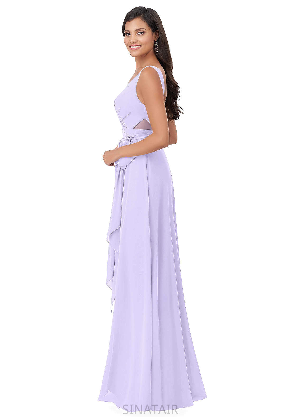 Alessandra Natural Waist Scoop A-Line/Princess Floor Length Half Sleeves Tulle Bridesmaid Dresses