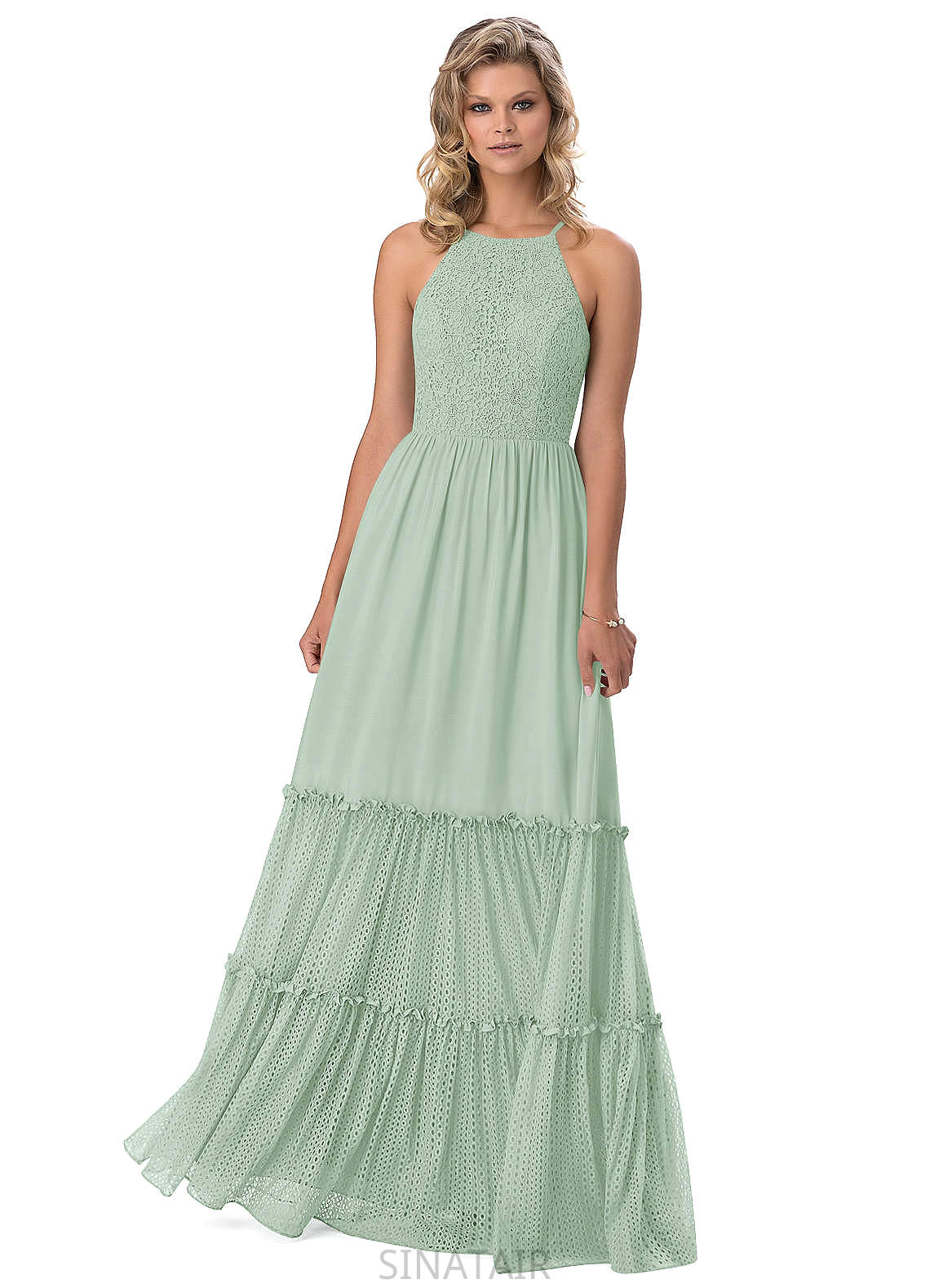 Mollie Natural Waist Spaghetti Staps Tea Length Sleeveless A-Line/Princess Bridesmaid Dresses