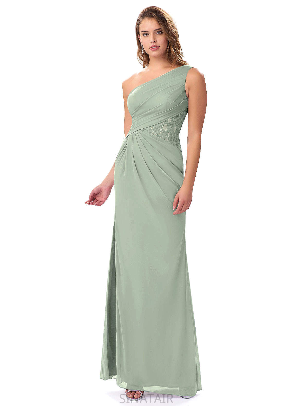 Aylin Sleeveless Spaghetti Staps Natural Waist A-Line/Princess Floor Length Bridesmaid Dresses