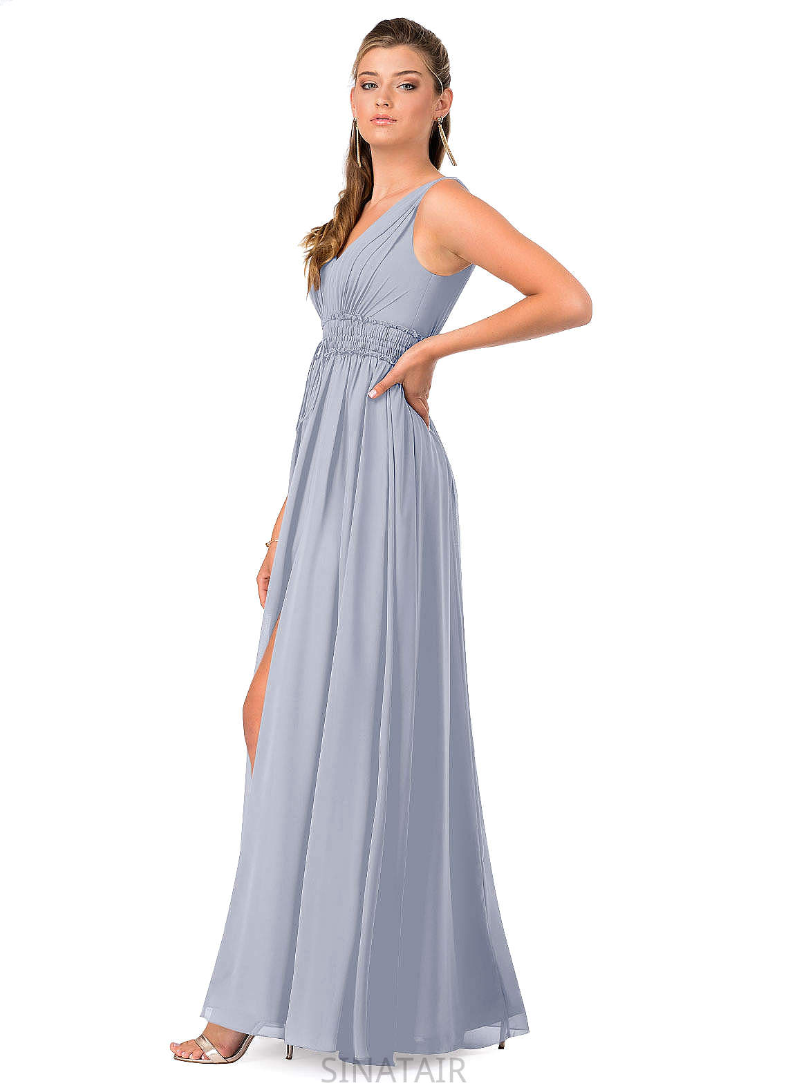 Jessie Sheath/Column Natural Waist Floor Length Sleeveless Straps Spandex Bridesmaid Dresses