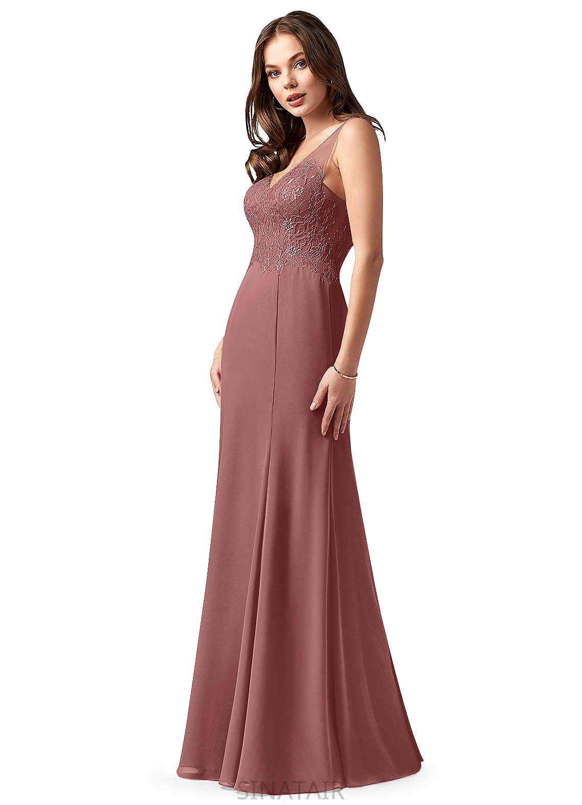 Alannah V-Neck Floor Length Natural Waist Sleeveless A-Line/Princess Bridesmaid Dresses