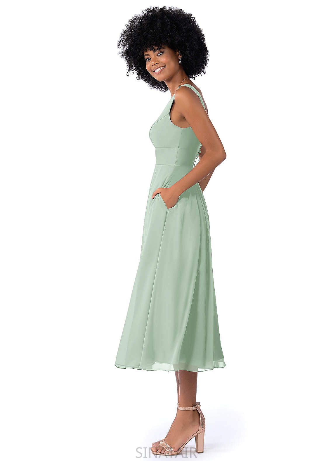 Emely Scoop Cap Sleeves Natural Waist A-Line/Princess Floor Length Bridesmaid Dresses