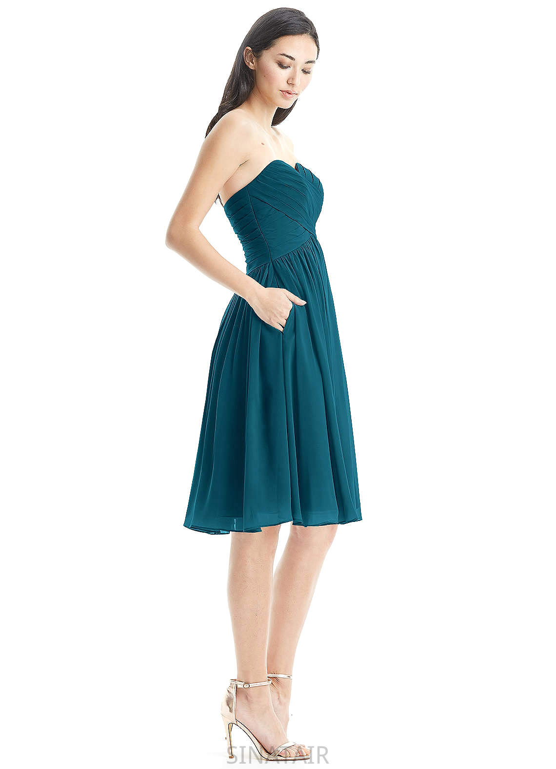 Christina Sleeveless Straps Natural Waist Sheath/Column Floor Length Satin Bridesmaid Dresses