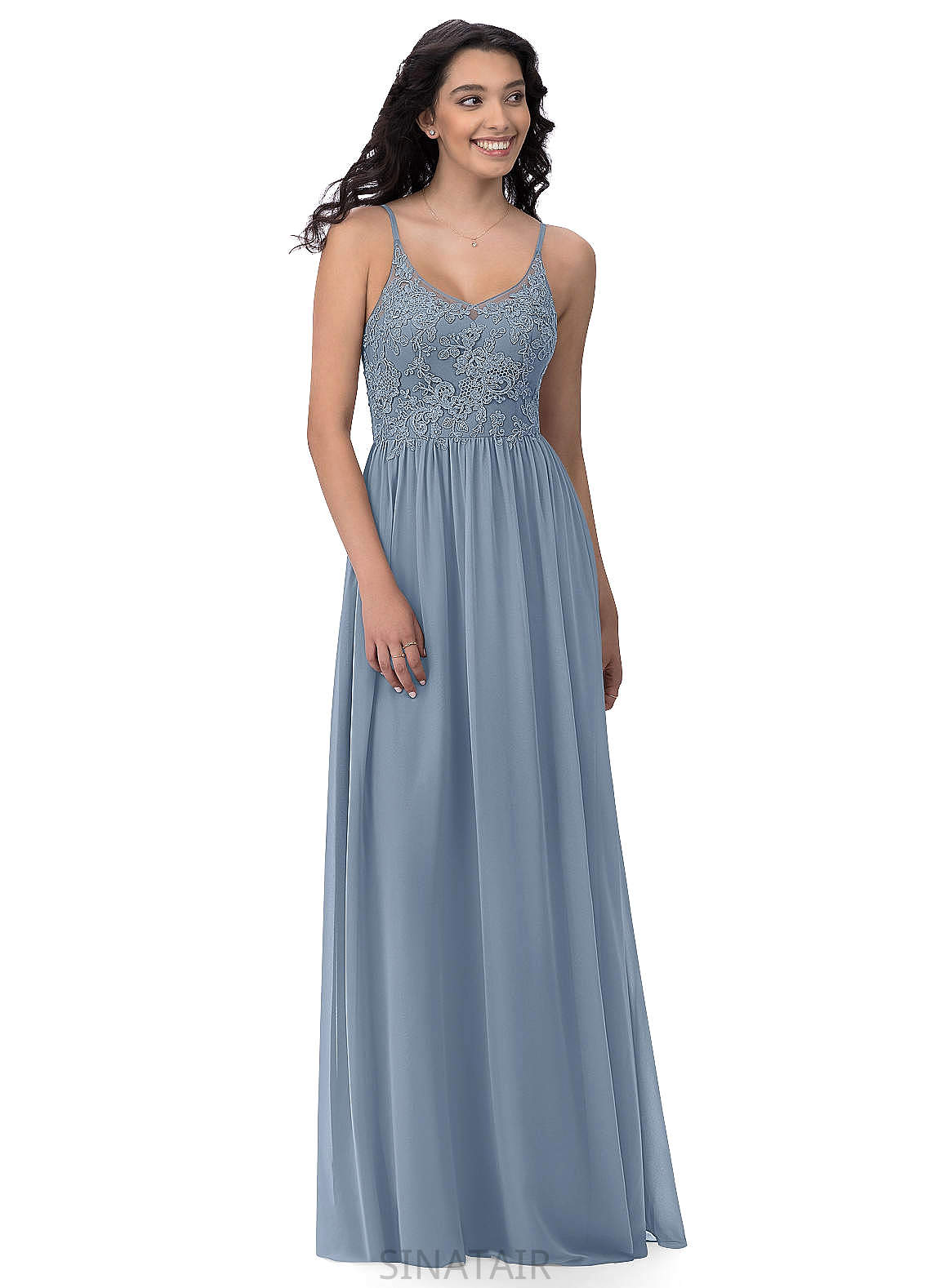 Abbey Floor Length Natural Waist V-Neck Sleeveless A-Line/Princess Bridesmaid Dresses