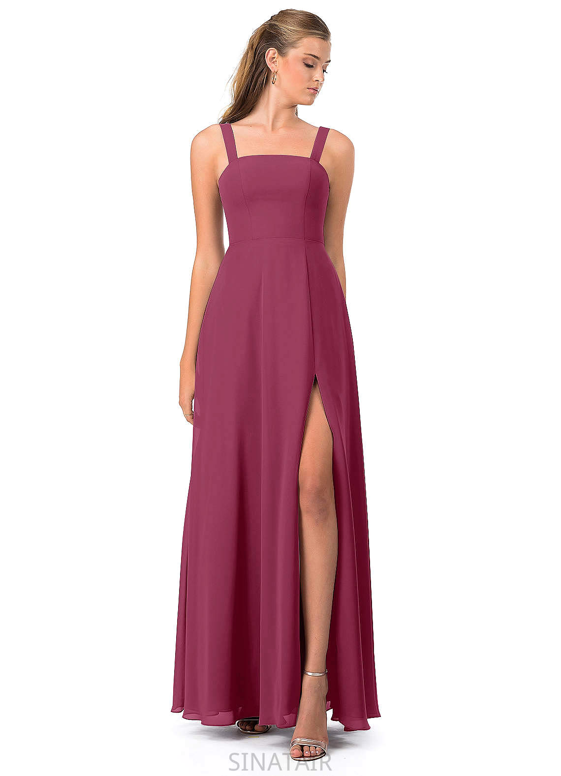 Selina V-Neck Floor Length A-Line/Princess Natural Waist Sleeveless Bridesmaid Dresses