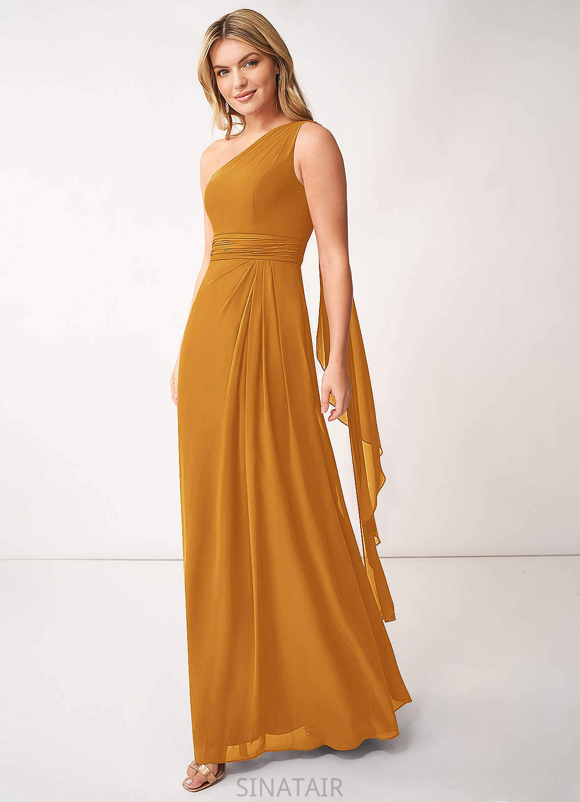 Aiyana A-Line/Princess Floor Length Natural Waist Sleeveless One Shoulder Bridesmaid Dresses