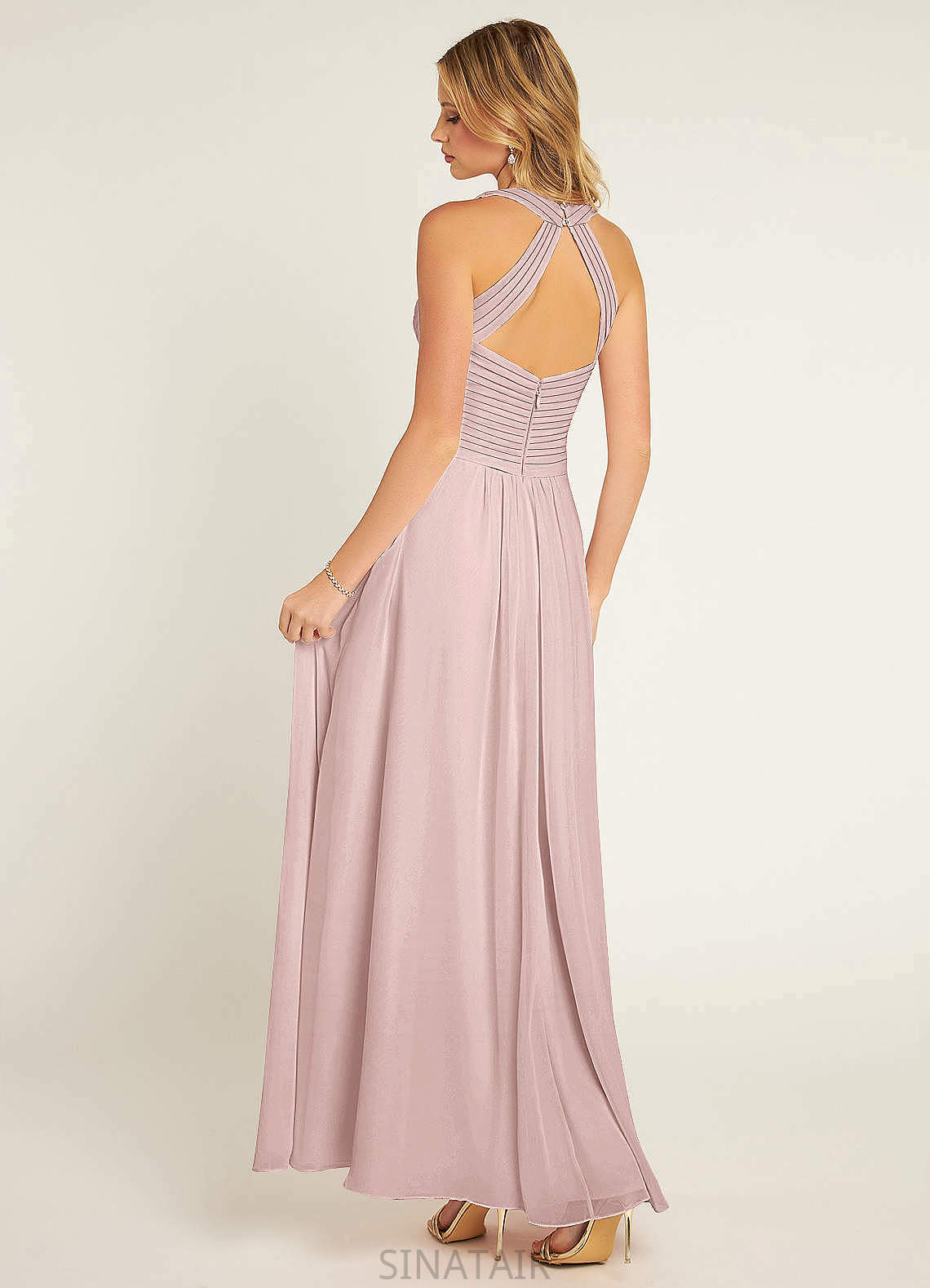 Dylan Sleeveless Floor Length A-Line/Princess Natural Waist Scoop Bridesmaid Dresses