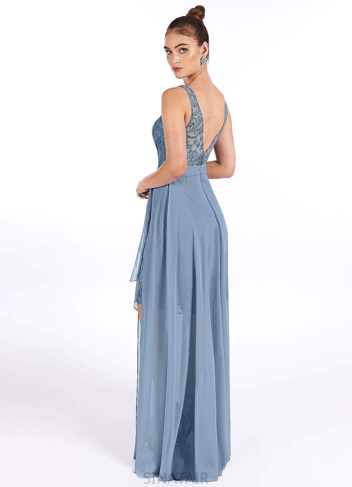 Gwen A-Line/Princess Sleeveless Natural Waist Floor Length Scoop Bridesmaid Dresses