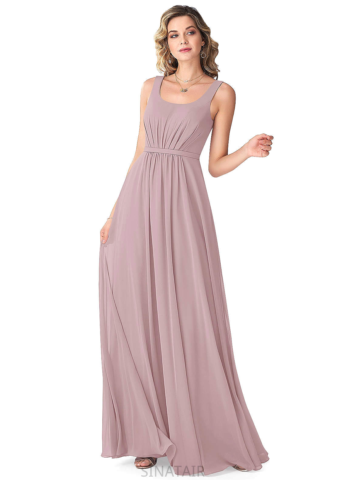 Luna Empire Waist Spaghetti Staps A-Line/Princess Sleeveless Floor Length Bridesmaid Dresses