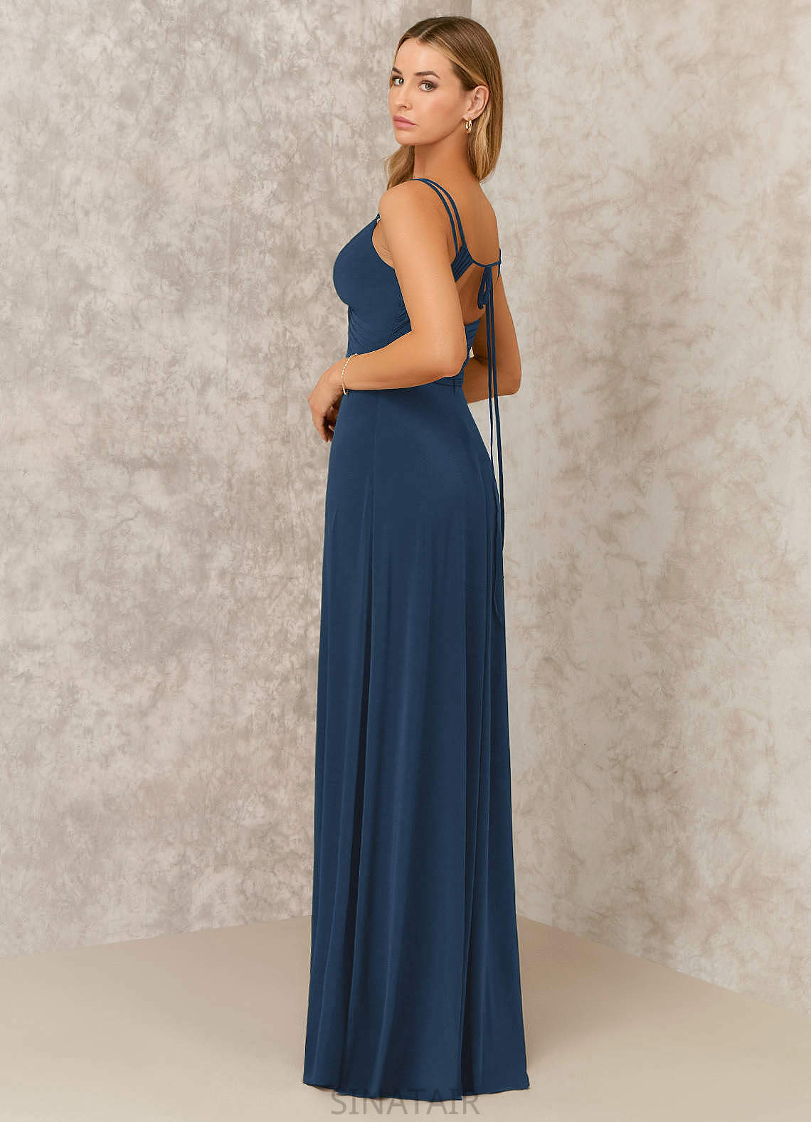 Sarai Natural Waist Straps Floor Length A-Line/Princess Sleeveless Bridesmaid Dresses