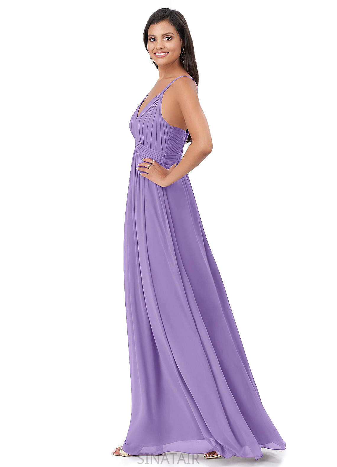 Halle A-Line/Princess Natural Waist Sleeveless Spaghetti Staps Floor Length Bridesmaid Dresses