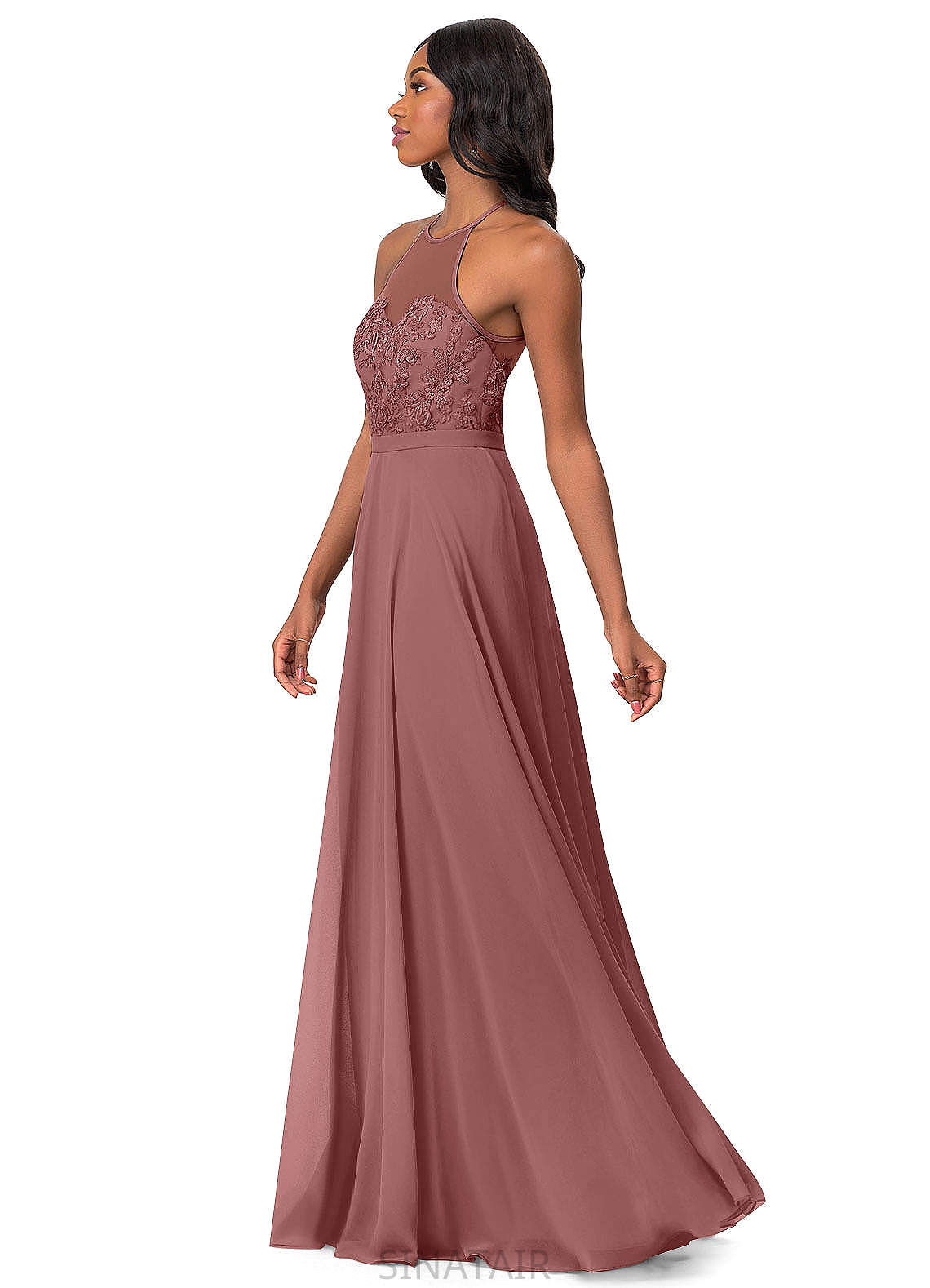 Lucia Natural Waist Sequins Sleeveless V-Neck Sheath/Column Floor Length Bridesmaid Dresses