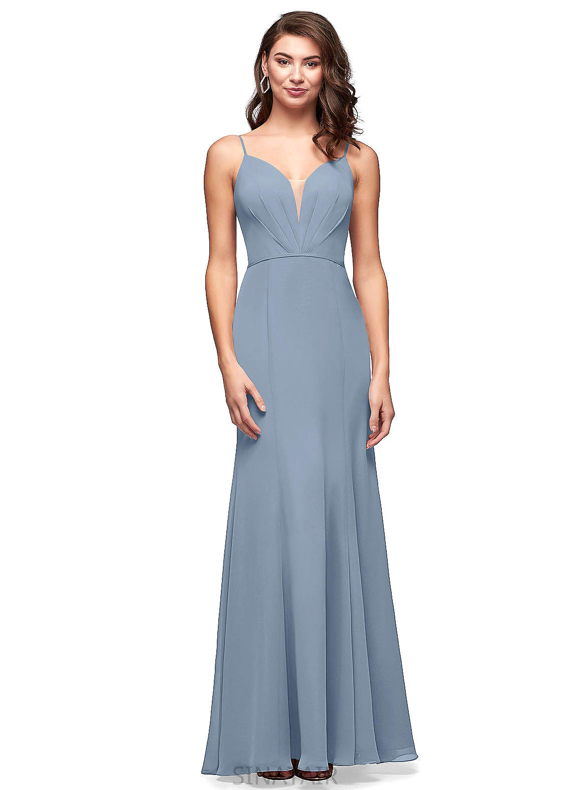 Summer Floor Length Scoop Sleeveless Natural Waist A-Line/Princess Bridesmaid Dresses