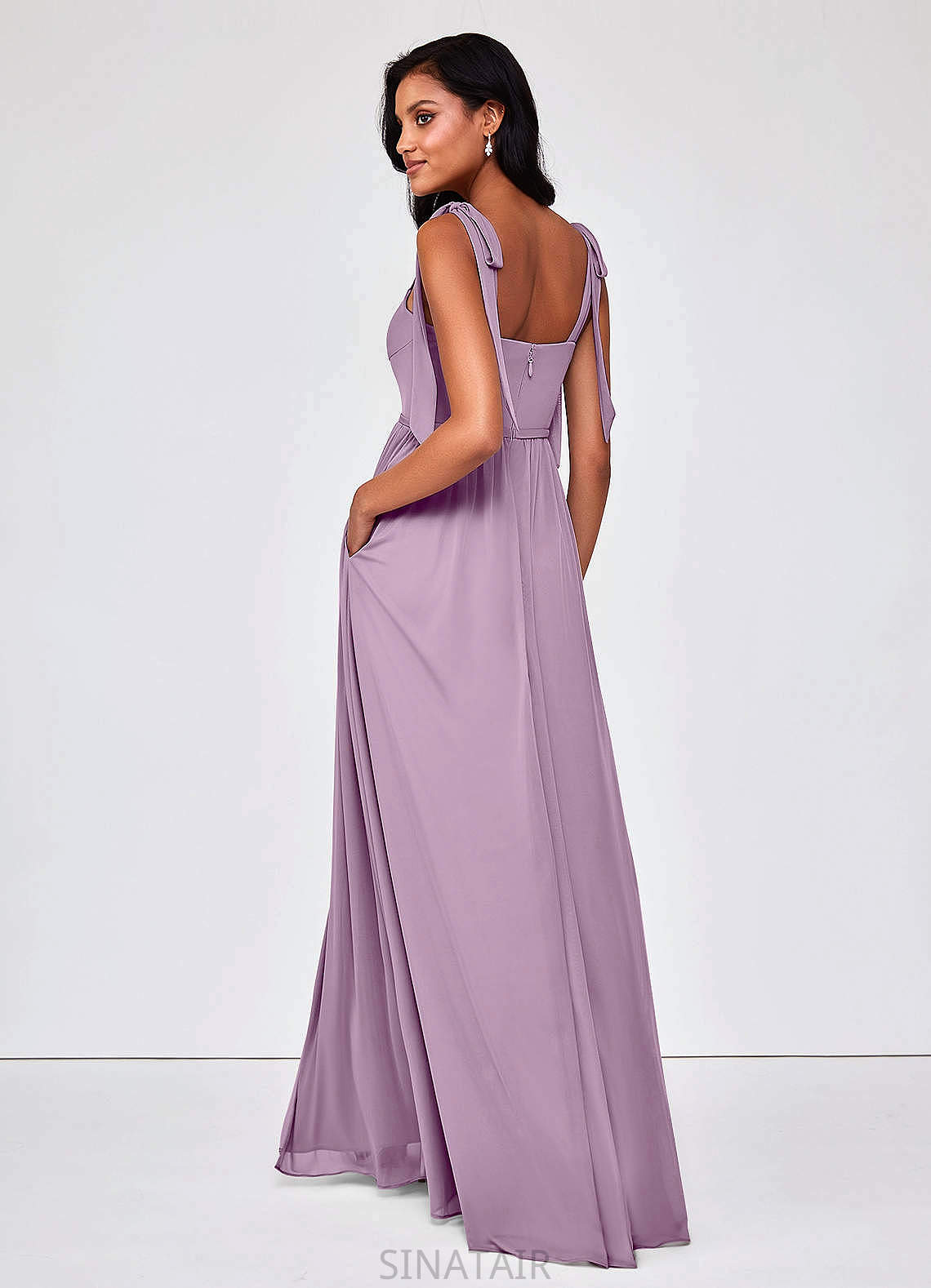 Lauren A-Line/Princess Sleeveless Floor Length Natural Waist Straps Bridesmaid Dresses