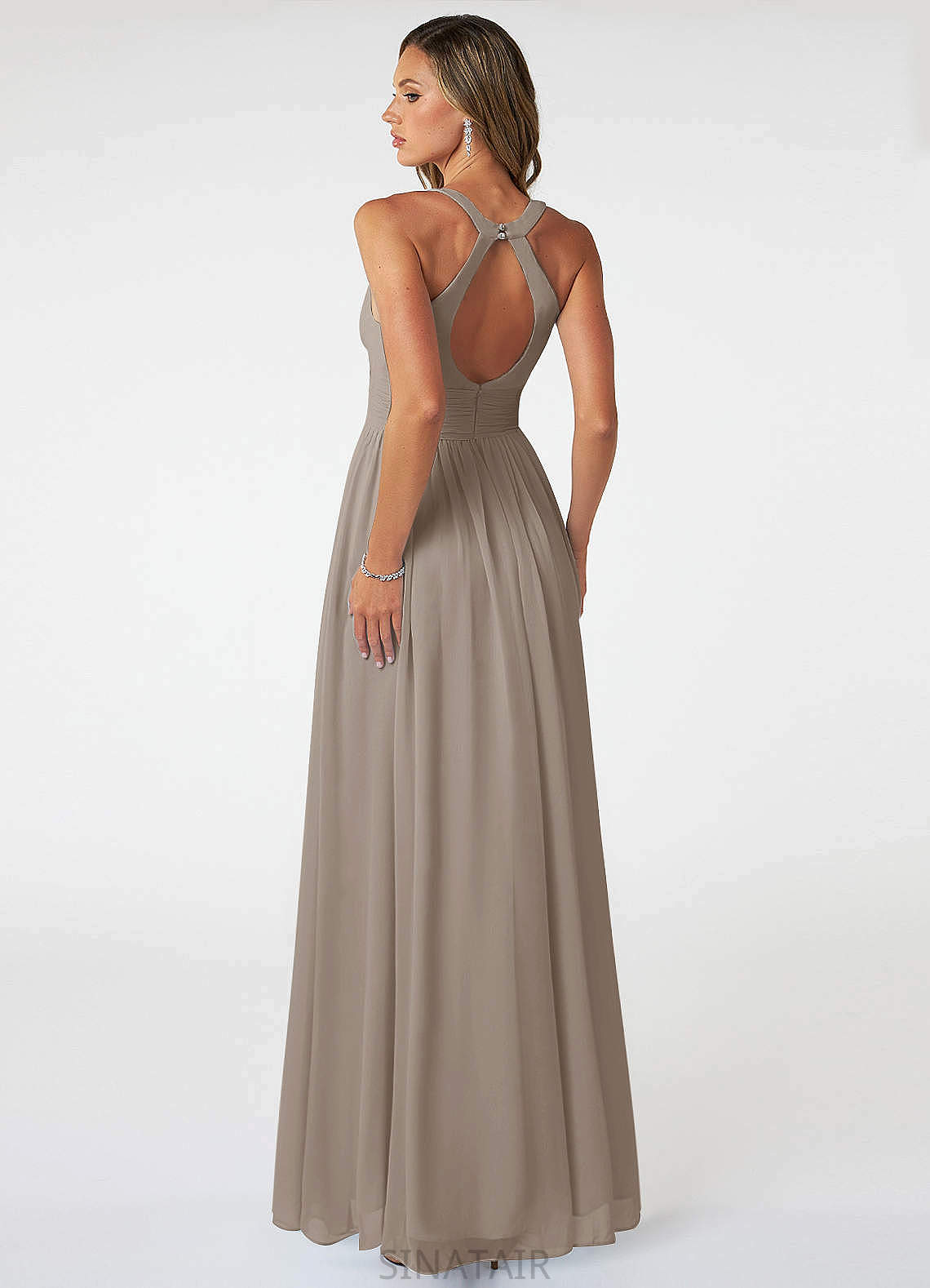 Luciana Spaghetti Staps Sleeveless Natural Waist A-Line/Princess Floor Length Bridesmaid Dresses