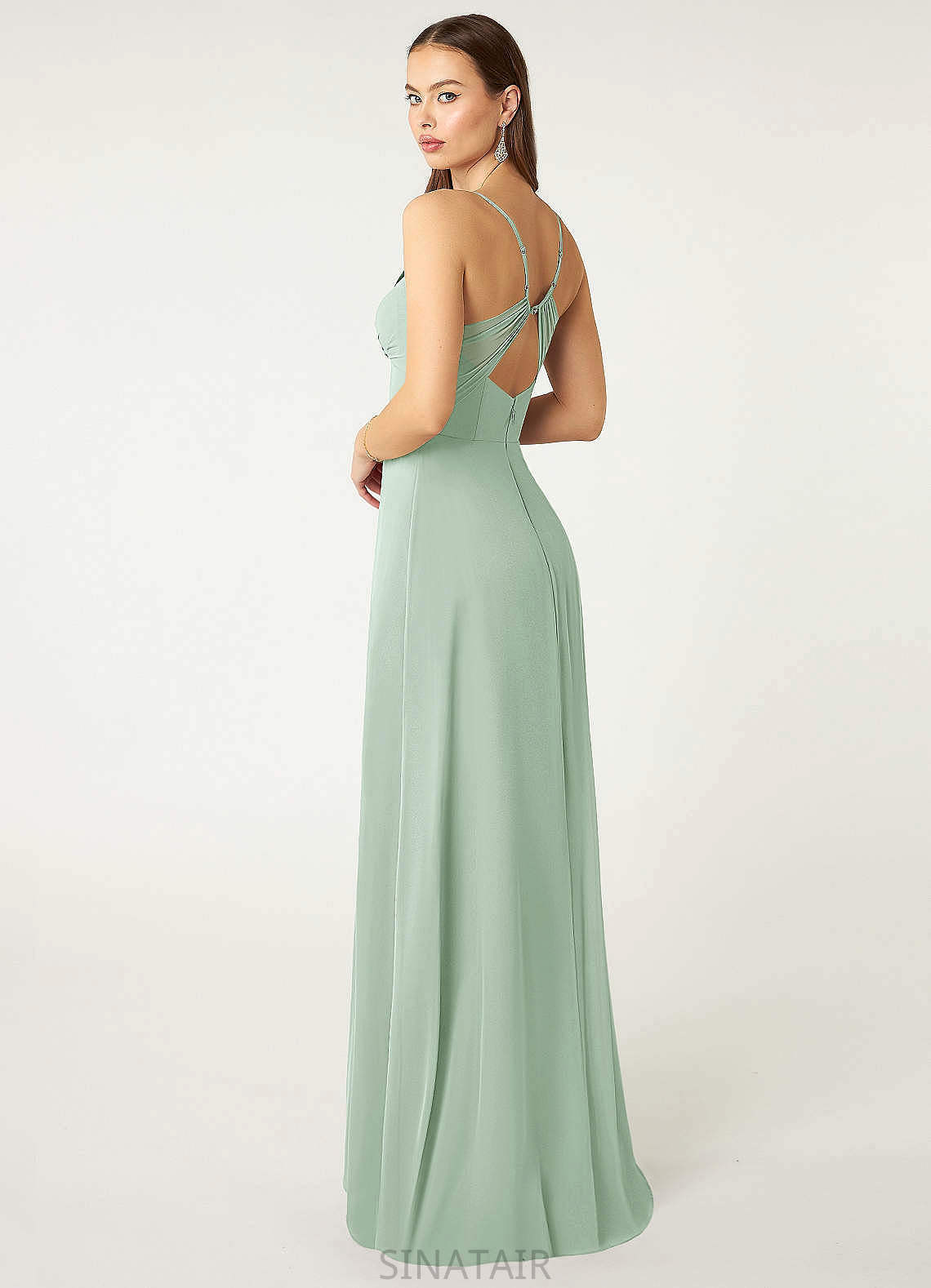 Madalynn Spaghetti Staps Floor Length Natural Waist A-Line/Princess Sleeveless Bridesmaid Dresses