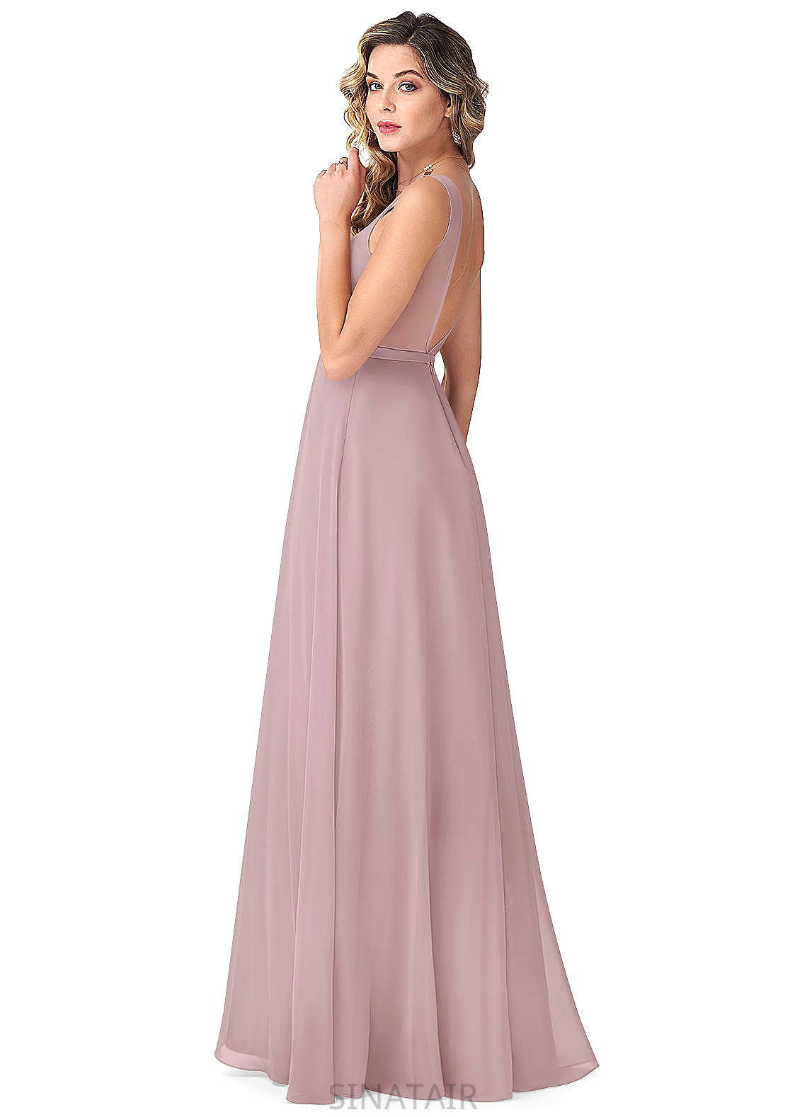 Luna Empire Waist Spaghetti Staps A-Line/Princess Sleeveless Floor Length Bridesmaid Dresses