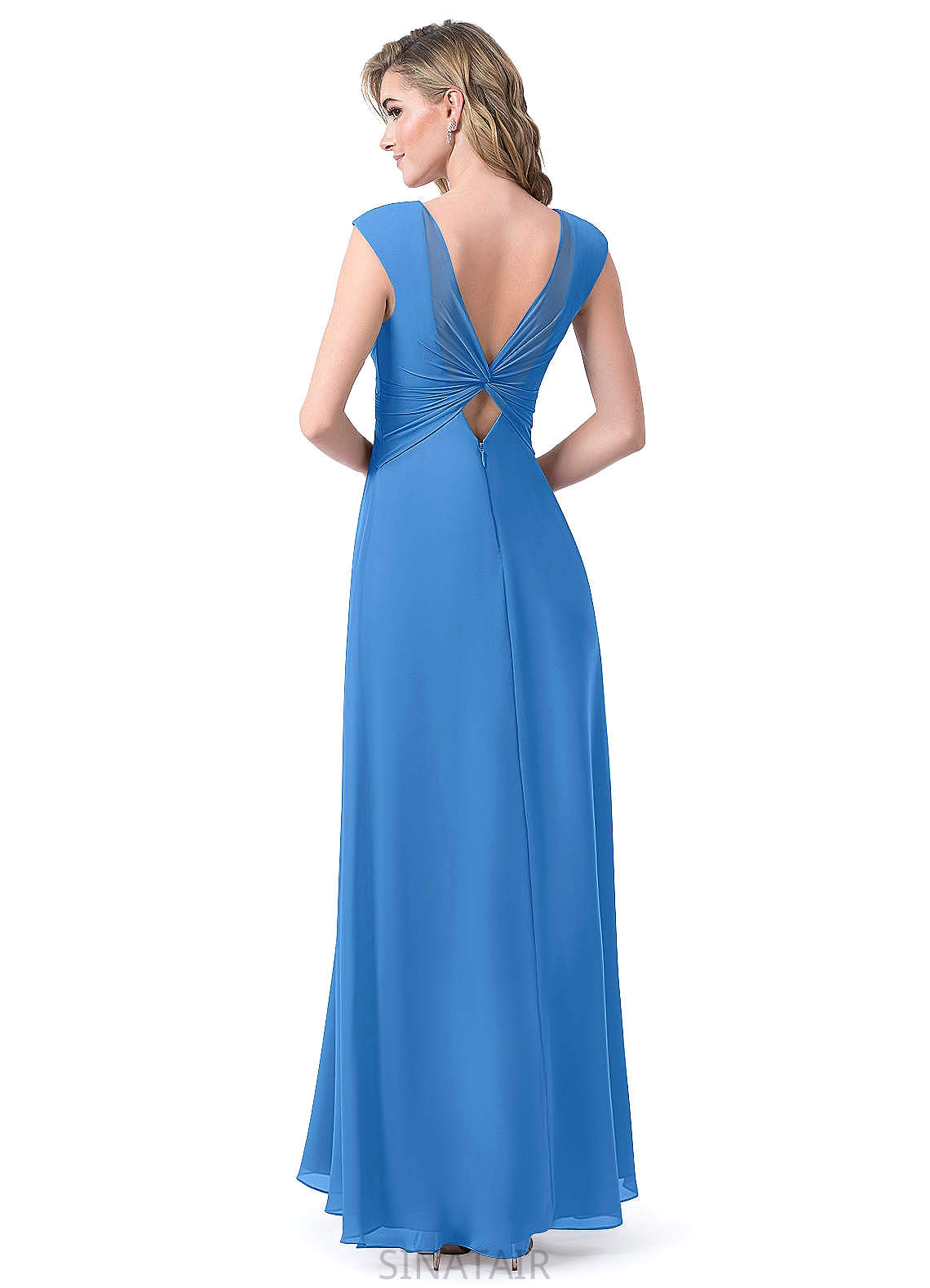 Novia Natural Waist Off The Shoulder Sleeveless Spaghetti Staps A-Line/Princess Floor Length Bridesmaid Dresses