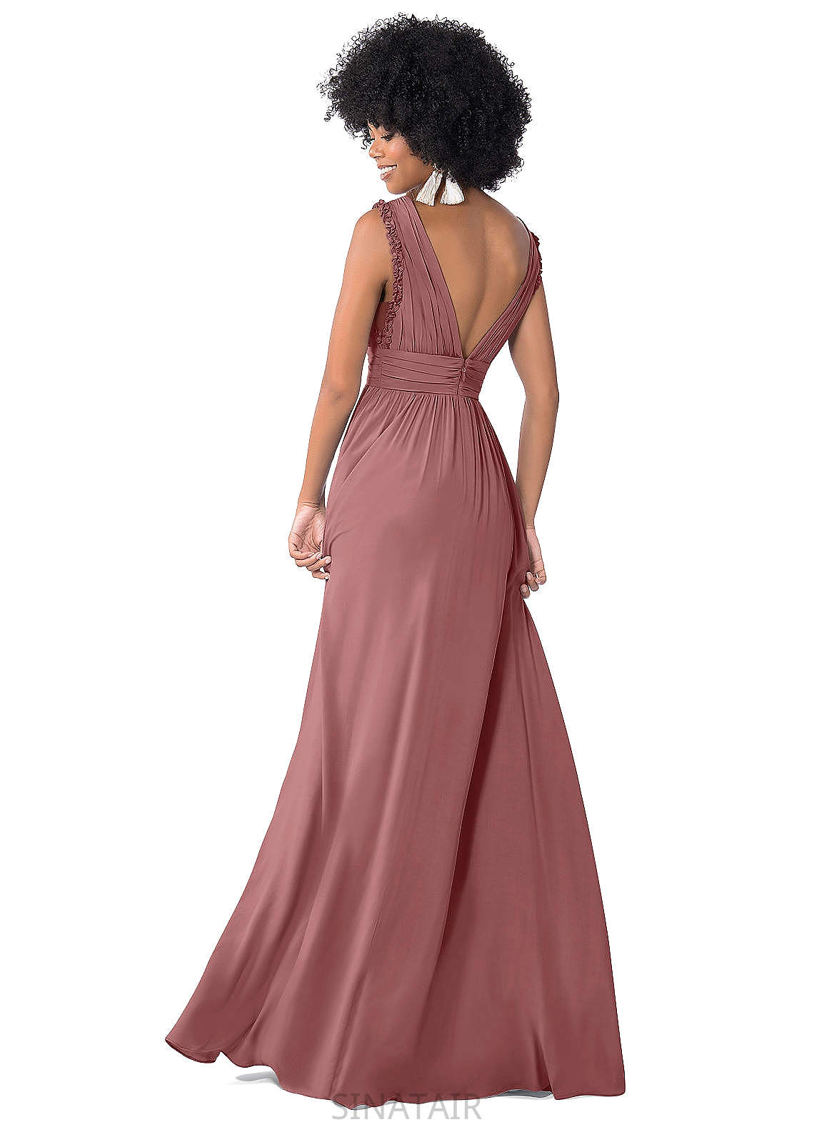 Glenda Natural Waist Floor Length Scoop A-Line/Princess Half Sleeves Tulle Bridesmaid Dresses