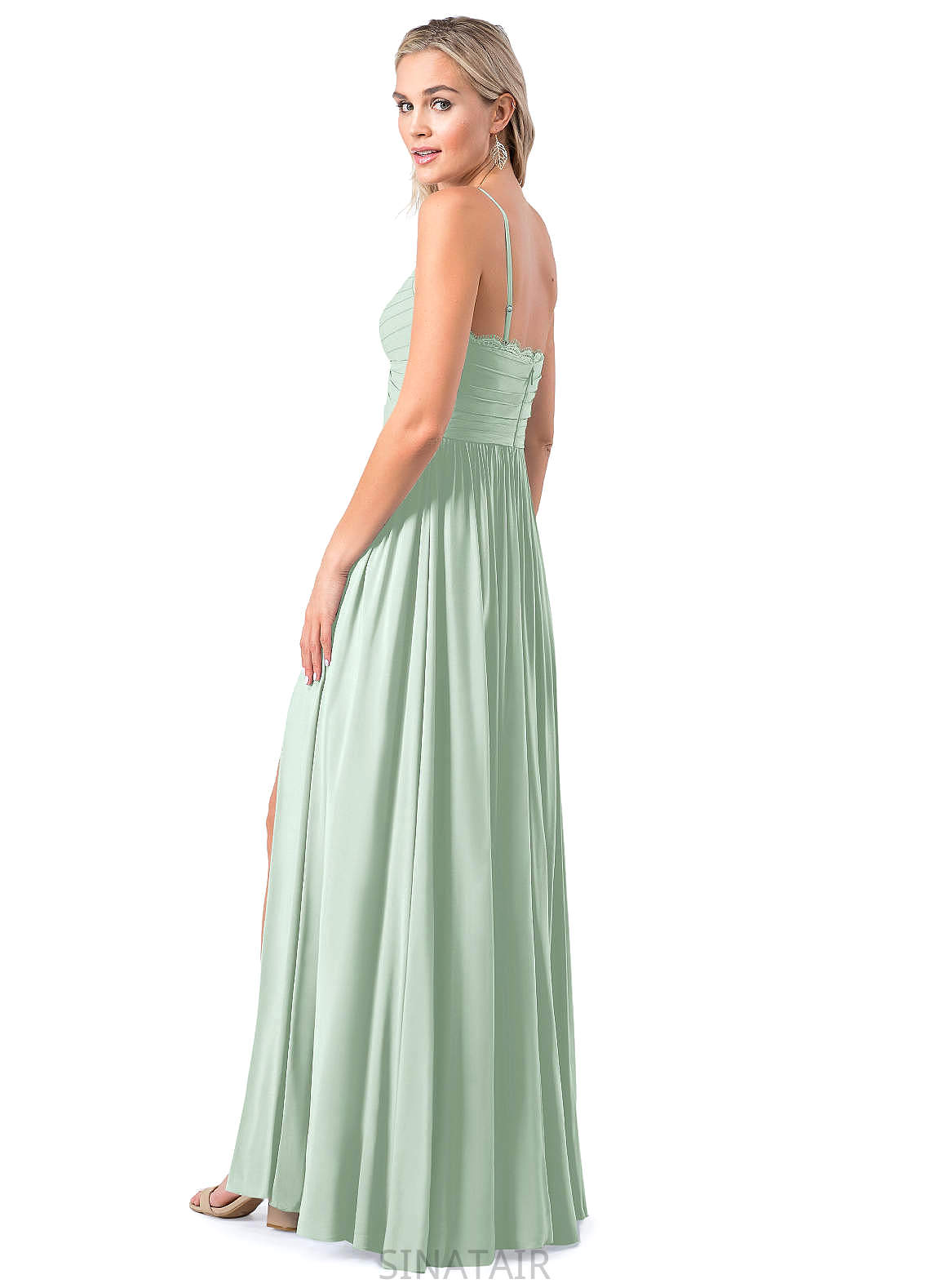 Olga Floor Length A-Line/Princess Natural Waist Sleeveless Spaghetti Staps Bridesmaid Dresses