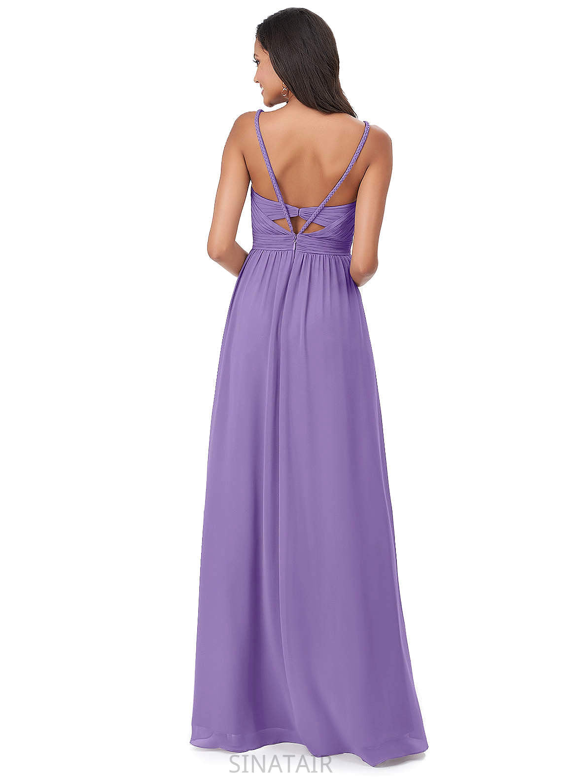 Halle A-Line/Princess Natural Waist Sleeveless Spaghetti Staps Floor Length Bridesmaid Dresses