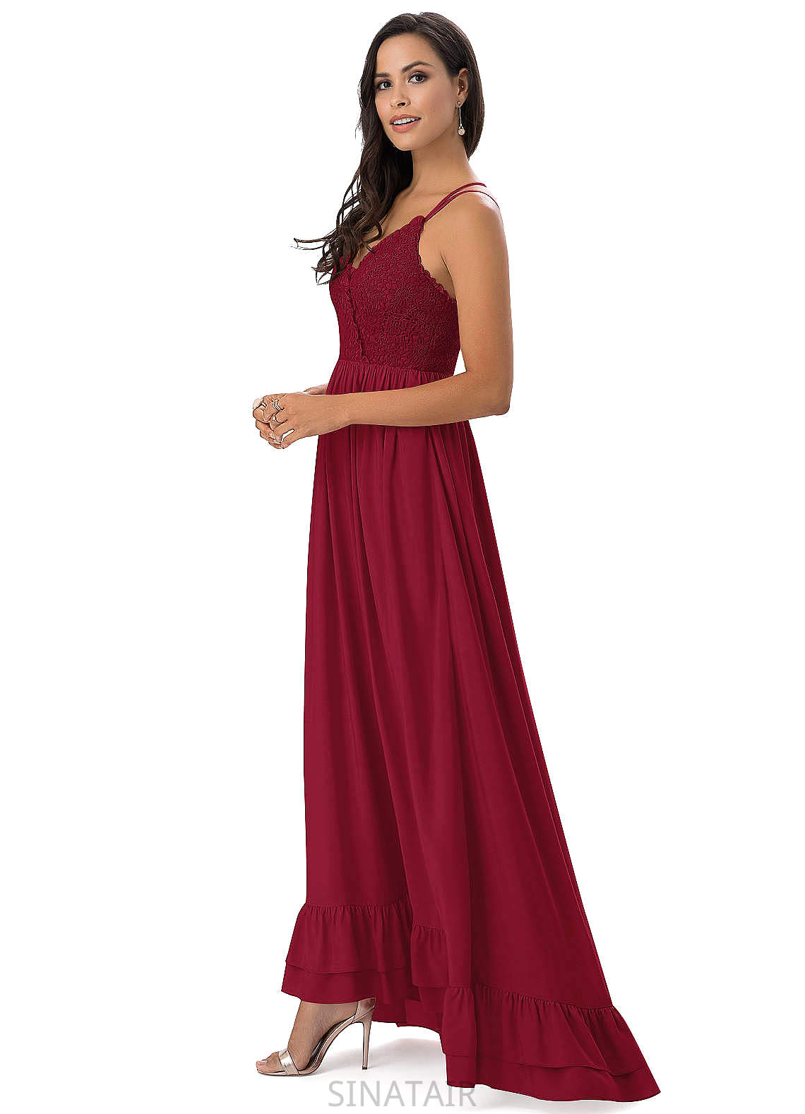 Lucile Floor Length Natural Waist A-Line/Princess Sleeveless V-Neck Bridesmaid Dresses