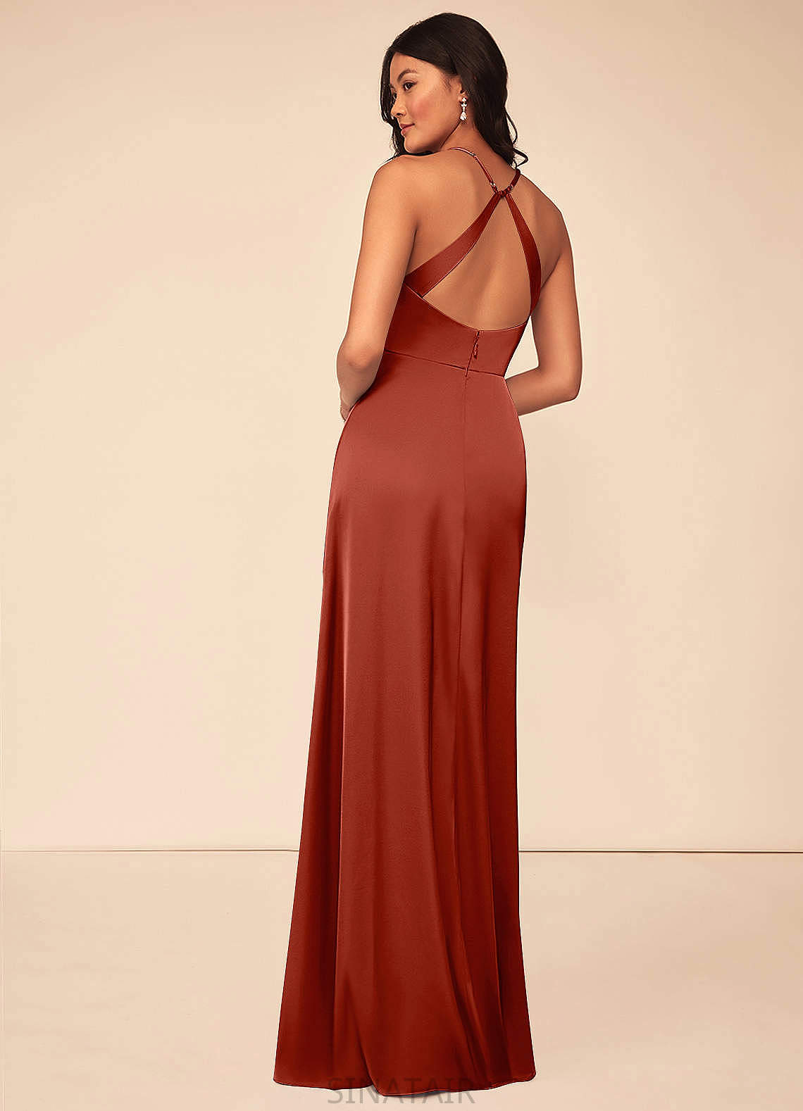 Avery A-Line/Princess Sleeveless Spaghetti Staps Natural Waist Floor Length Bridesmaid Dresses