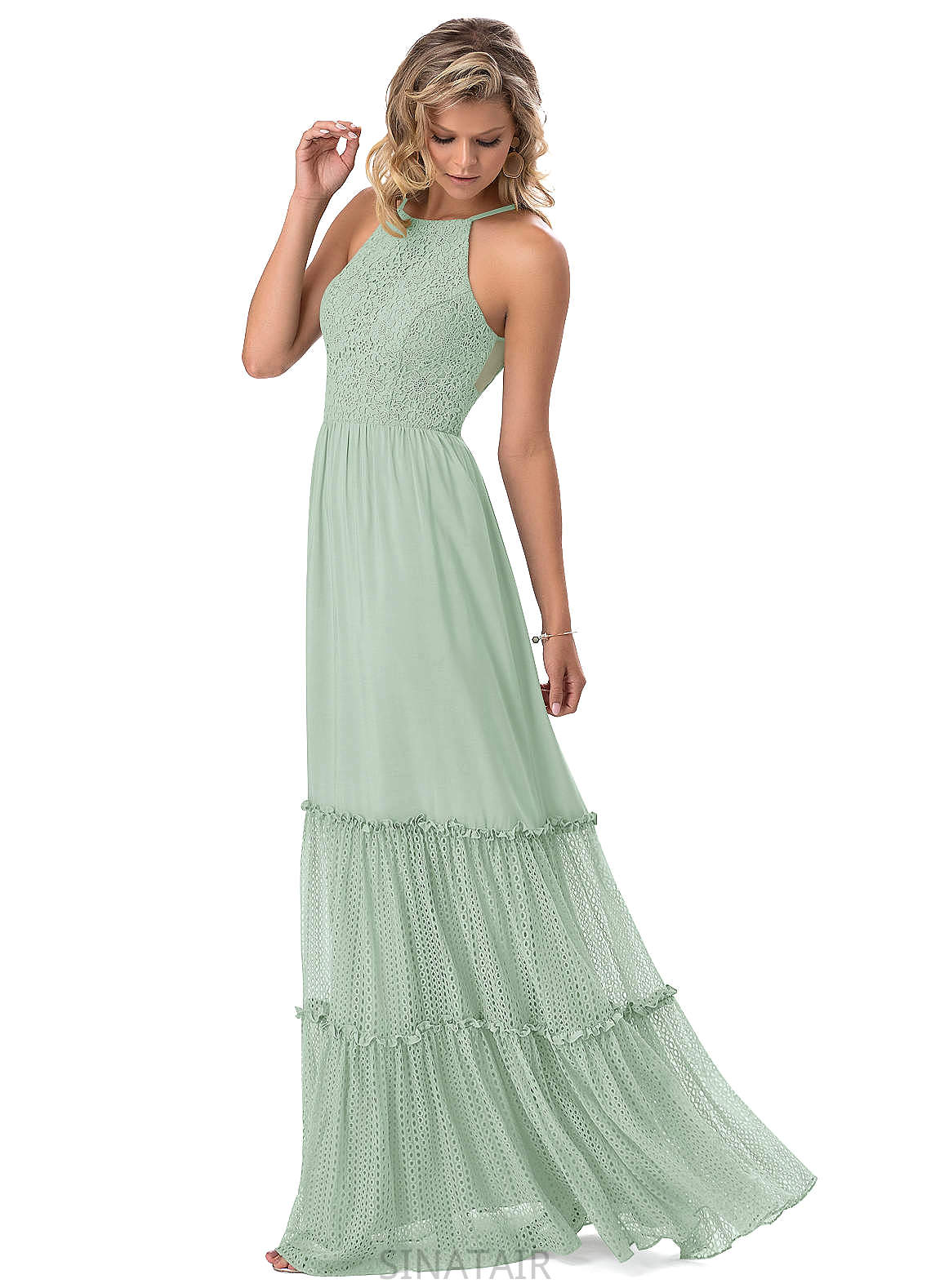 Mollie Natural Waist Spaghetti Staps Tea Length Sleeveless A-Line/Princess Bridesmaid Dresses