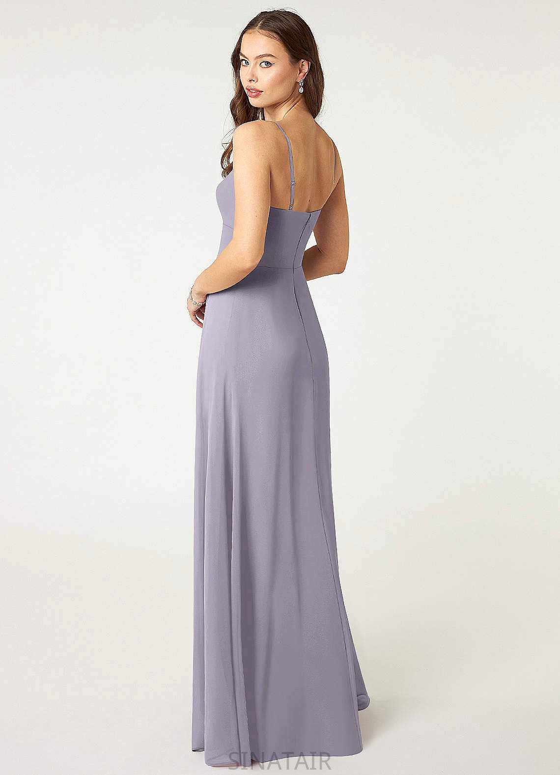 Jocelyn A-Line/Princess Natural Waist Spaghetti Staps Sleeveless Floor Length Bridesmaid Dresses