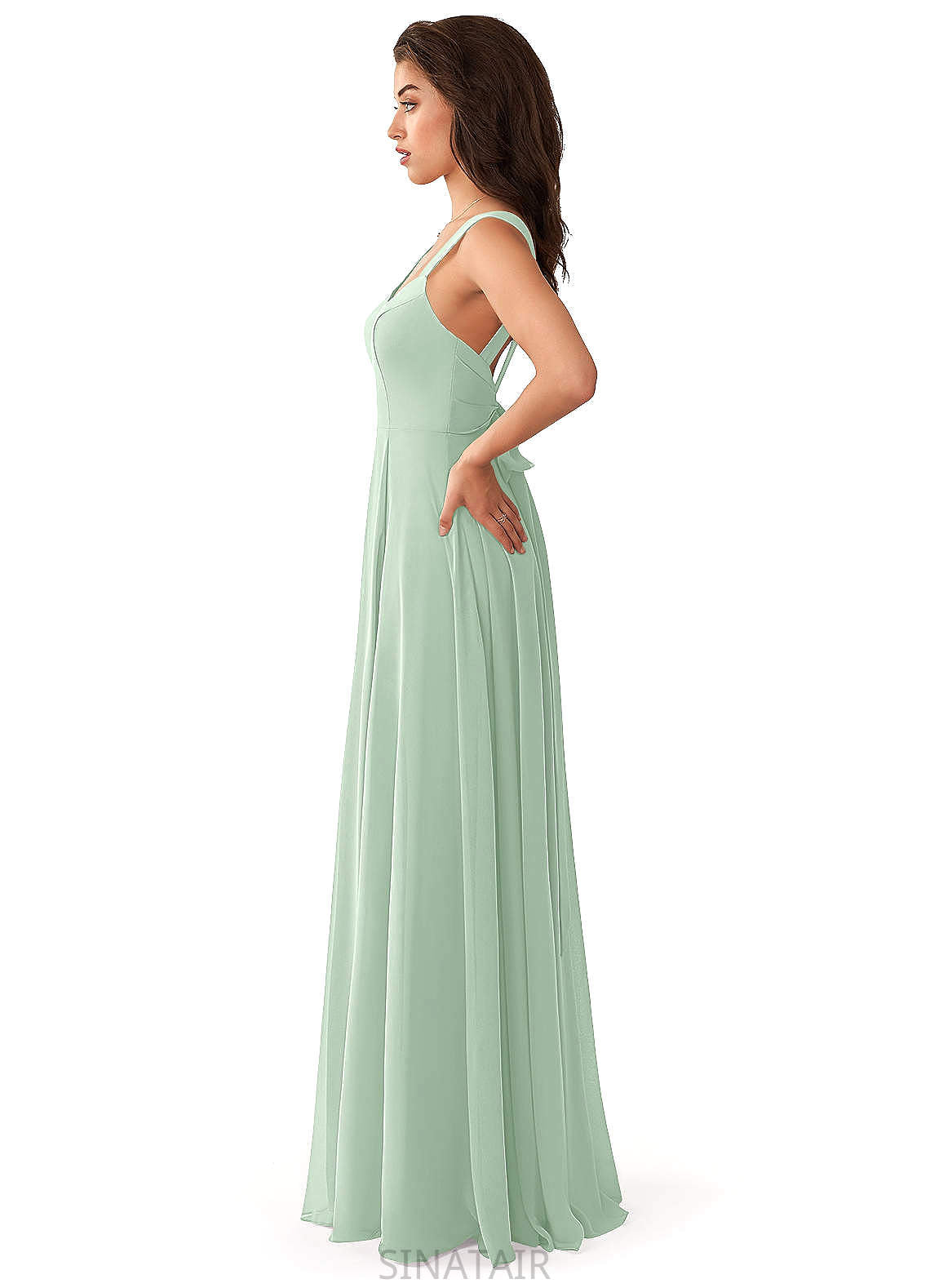 Mylie Floor Length Sleeveless V-Neck Empire Waist A-Line/Princess Bridesmaid Dresses