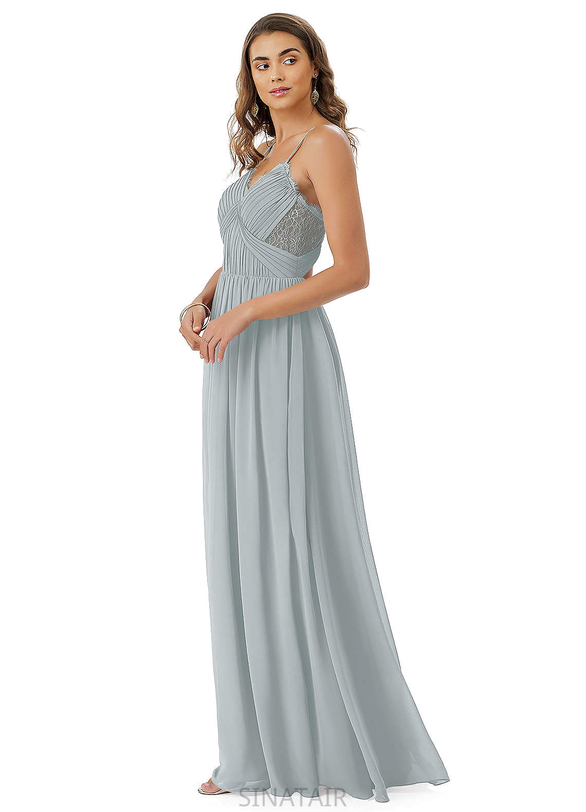 Rowan Floor Length V-Neck Sleeveless Natural Waist A-Line/Princess Bridesmaid Dresses