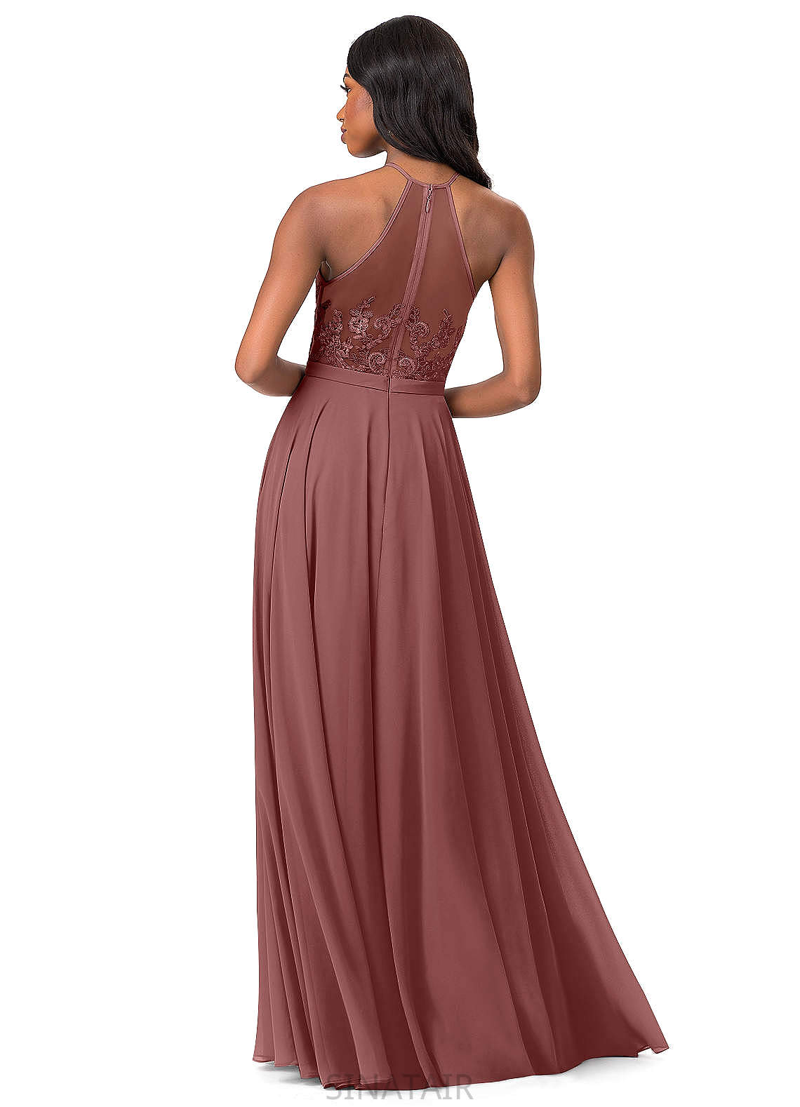 Lucia Natural Waist Sequins Sleeveless V-Neck Sheath/Column Floor Length Bridesmaid Dresses