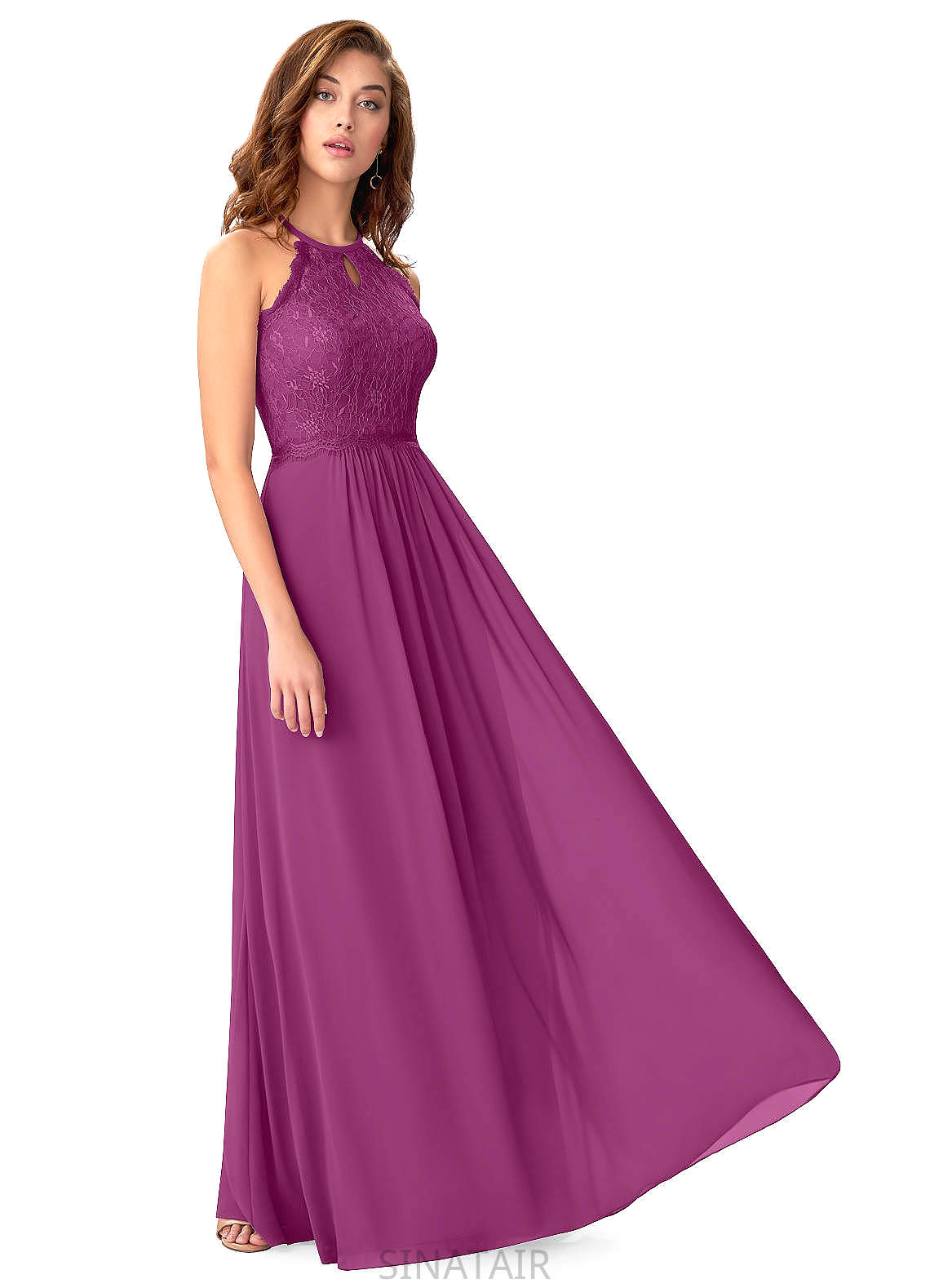 Abagail Floor Length V-Neck A-Line/Princess Natural Waist Sleeveless Spaghetti Staps Bridesmaid Dresses