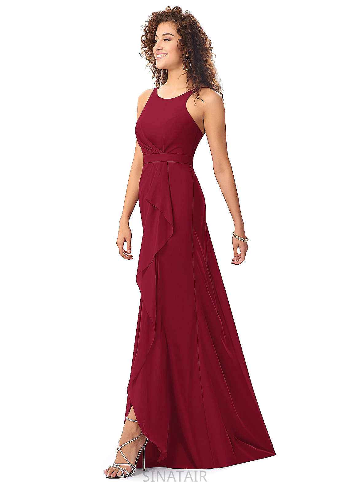 Nia A-Line/Princess Sleeveless V-Neck Floor Length Natural Waist Bridesmaid Dresses