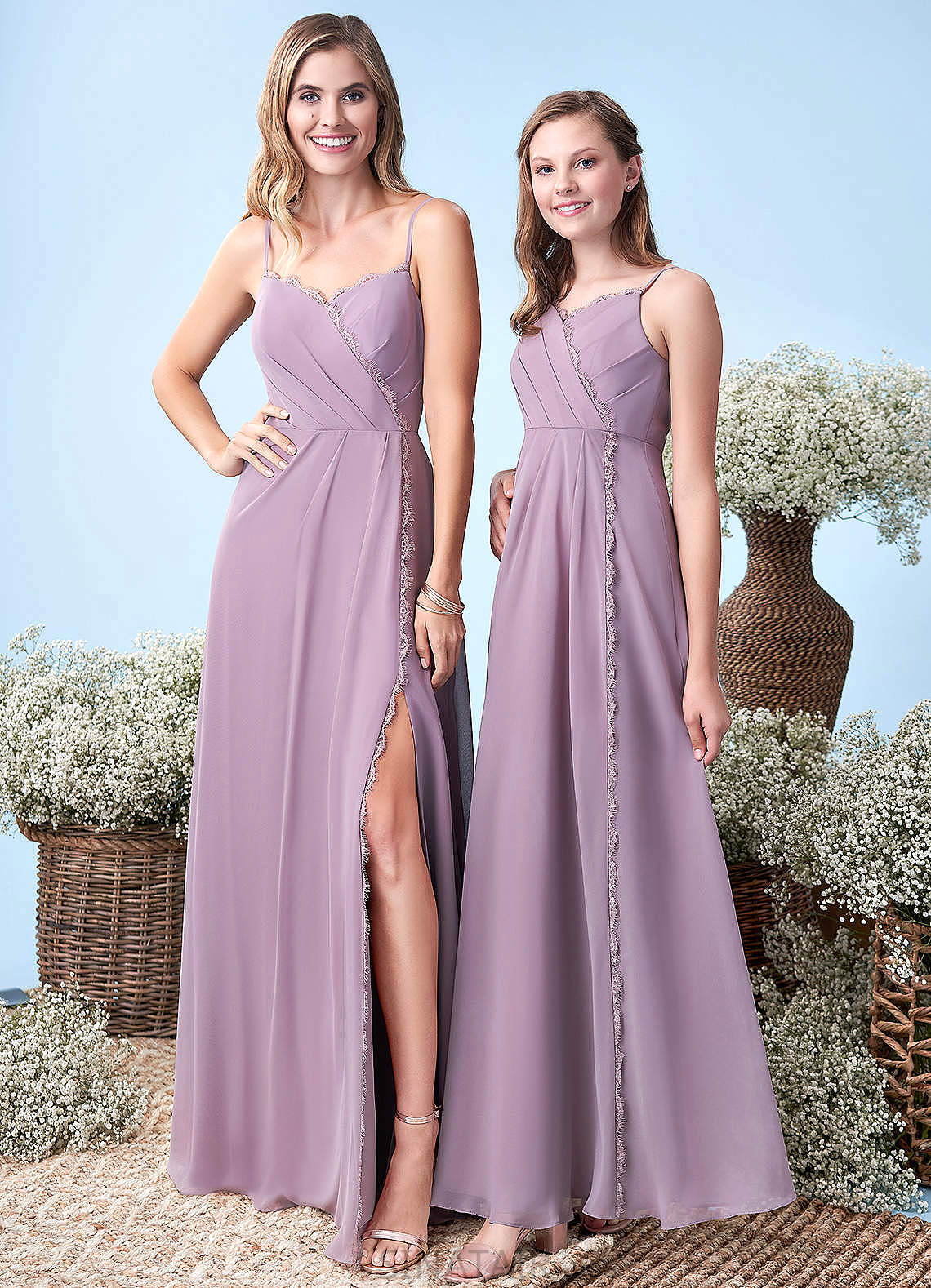 Lexi Natural Waist Sleeveless A-Line/Princess Floor Length Spaghetti Staps Bridesmaid Dresses