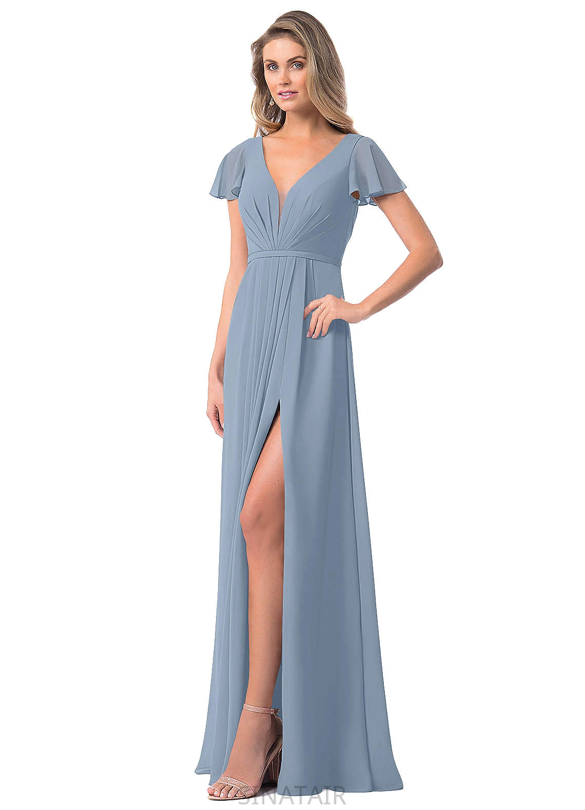 Leah Scoop A-Line/Princess Floor Length Natural Waist Sleeveless Bridesmaid Dresses